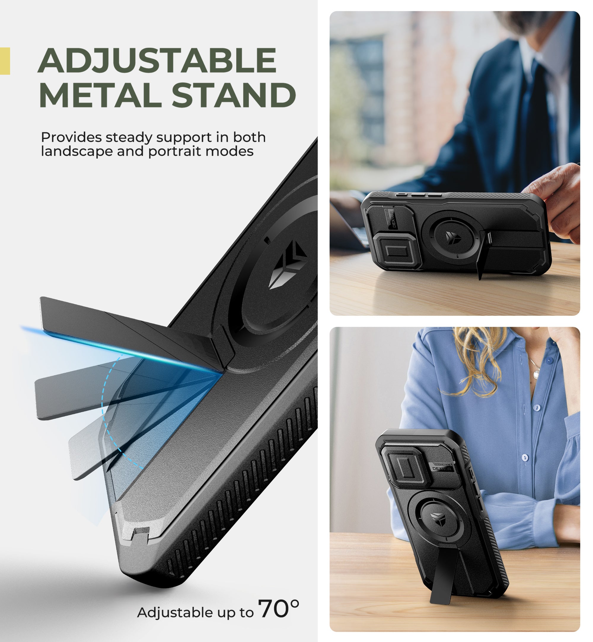 Dexnor Case for iPhone 16 Pro with Slide Camera Cover Adjustable Kickstand Magnetic Rugged Shockproof Bumper Heavy-Duty Mangetic Protective Cover