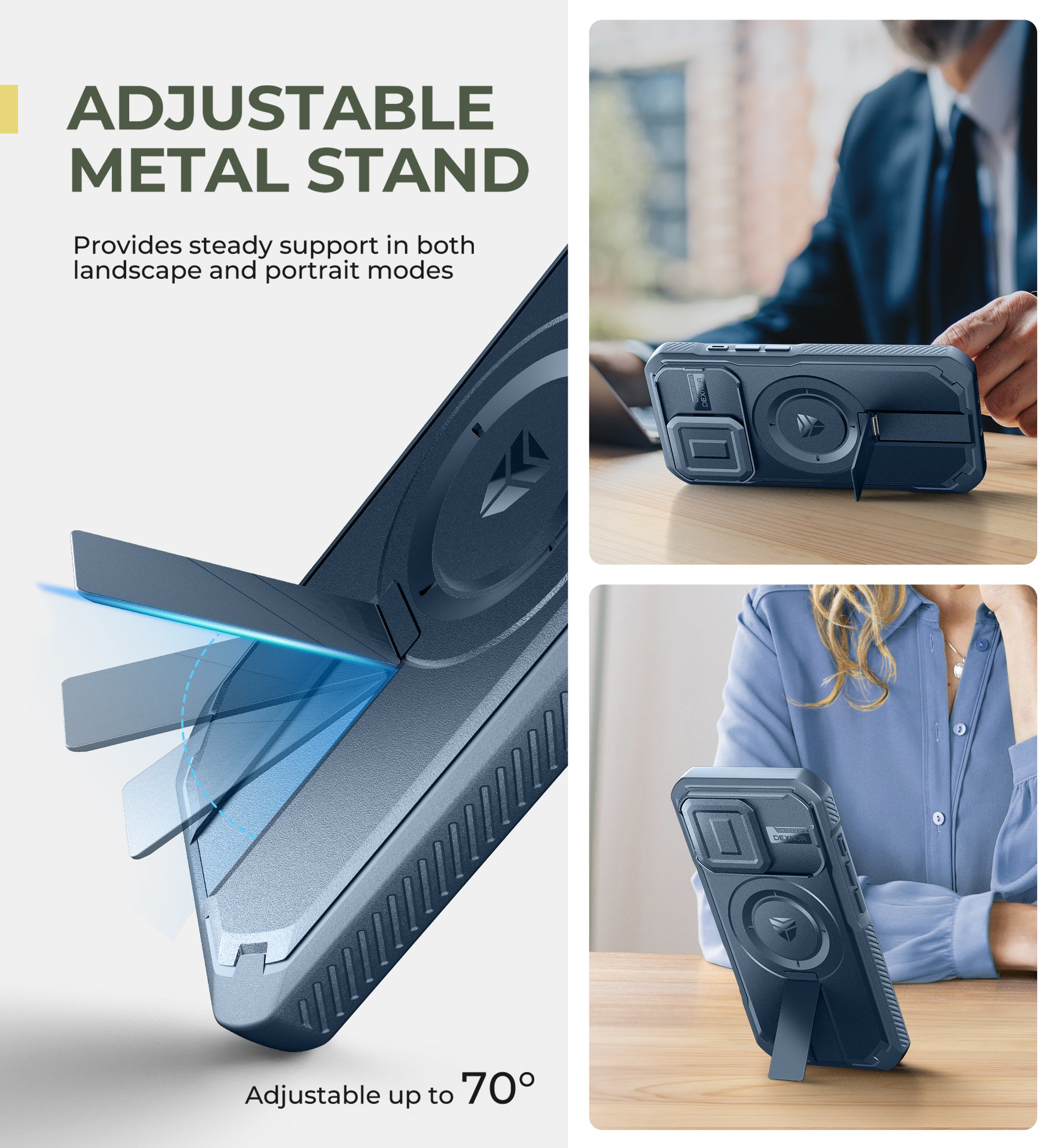 Dexnor Case for iPhone 16 Pro with Slide Camera Cover Adjustable Kickstand Magnetic Rugged Shockproof Bumper Heavy-Duty Mangetic Protective Cover