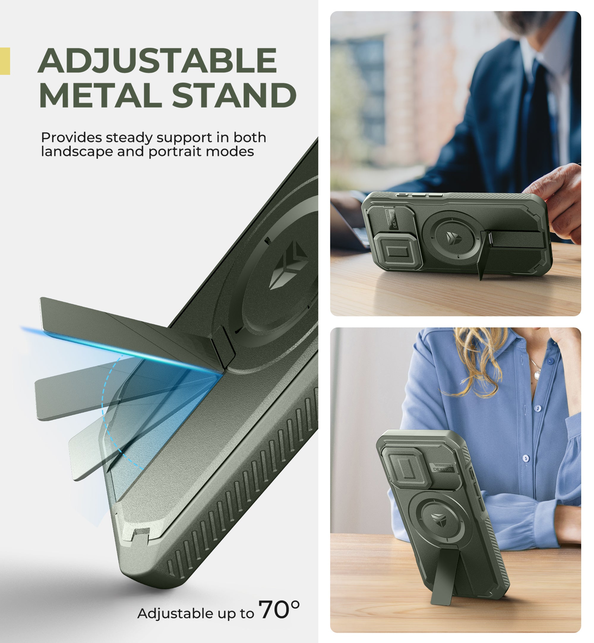 Dexnor Case for iPhone 16 Pro with Slide Camera Cover Adjustable Kickstand Magnetic Rugged Shockproof Bumper Heavy-Duty Mangetic Protective Cover