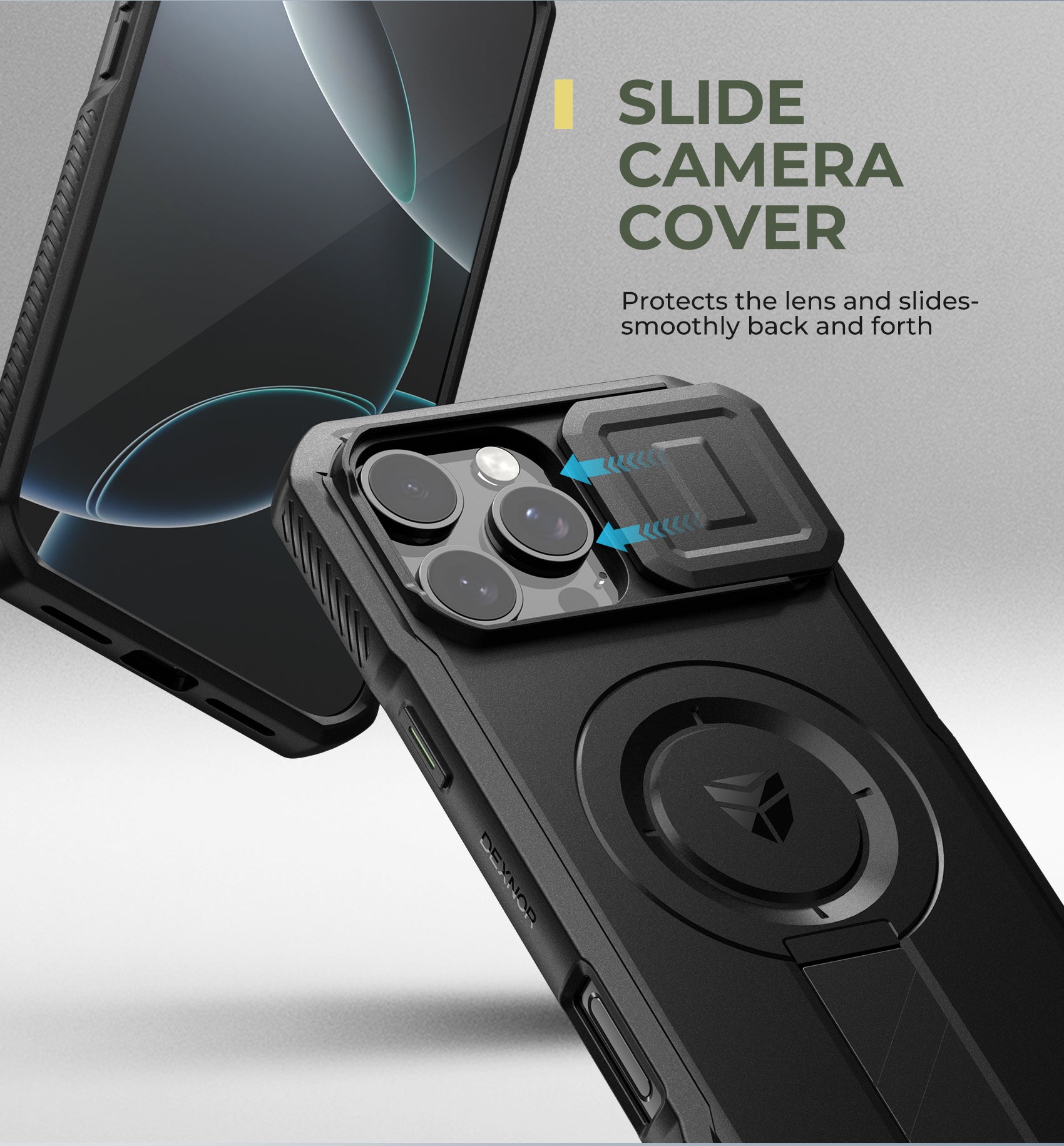 Dexnor Case for iPhone 16 Pro Max with Slide Camera Cover Adjustable Kickstand Magnetic Rugged Shockproof Bumper Heavy-Duty Magnetic Protective Cover