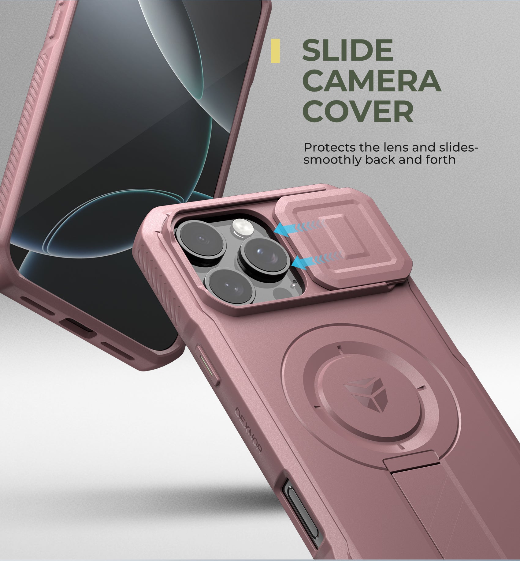 Dexnor Case for iPhone 16 Pro Max with Slide Camera Cover Adjustable Kickstand Magnetic Rugged Shockproof Bumper Heavy-Duty Magnetic Protective Cover