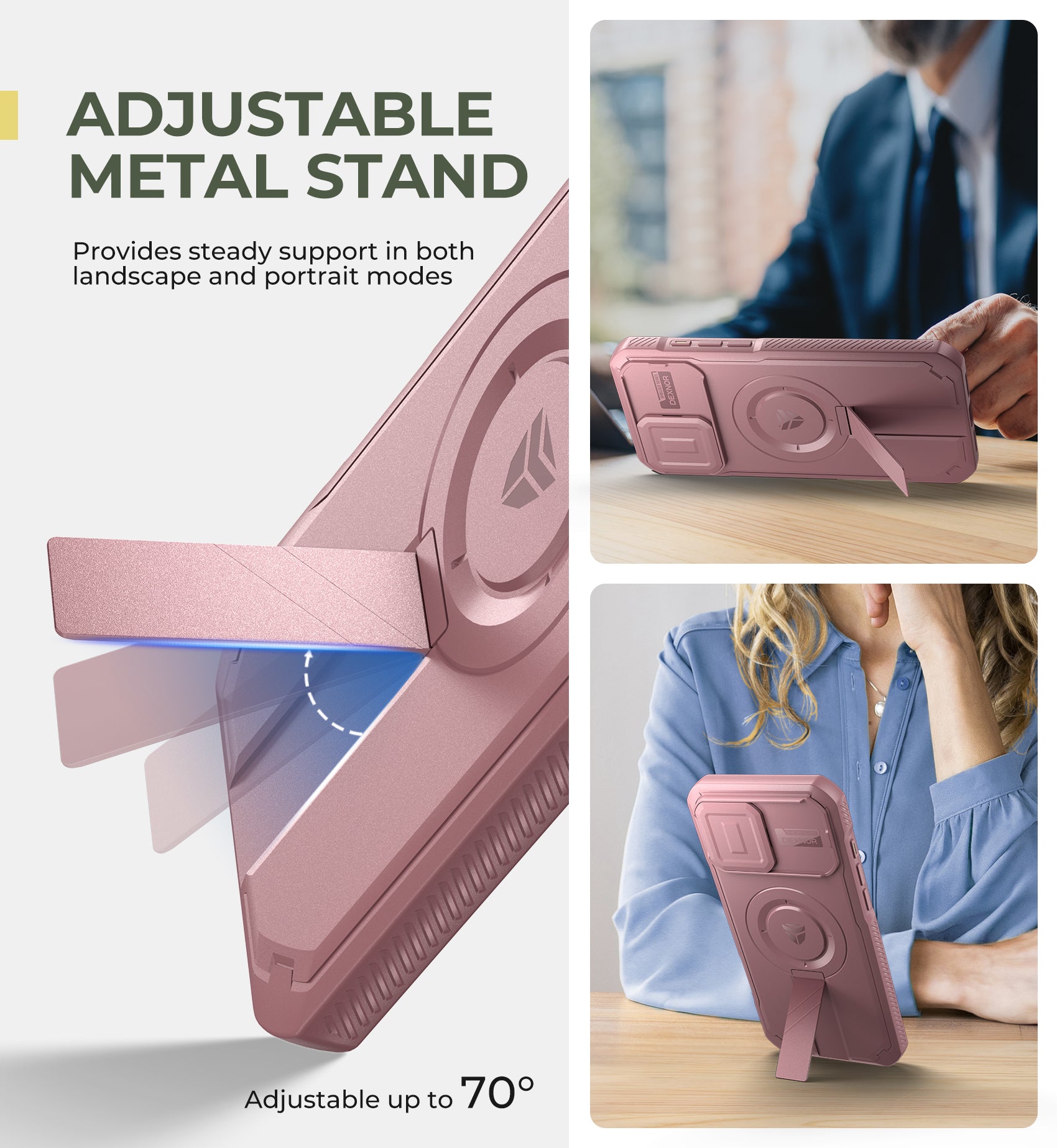 Dexnor Case for iPhone 16 Pro Max with Slide Camera Cover Adjustable Kickstand Magnetic Rugged Shockproof Bumper Heavy-Duty Magnetic Protective Cover