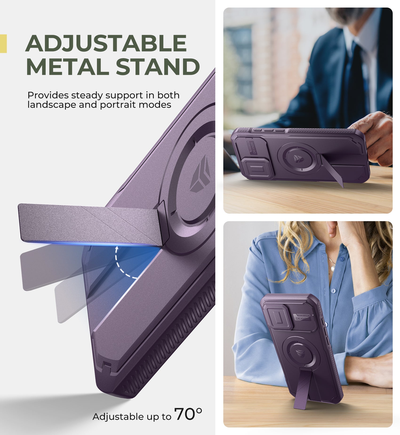 Dexnor Case for iPhone 16 Pro Max with Slide Camera Cover Adjustable Kickstand Magnetic Rugged Shockproof Bumper Heavy-Duty Magnetic Protective Cover