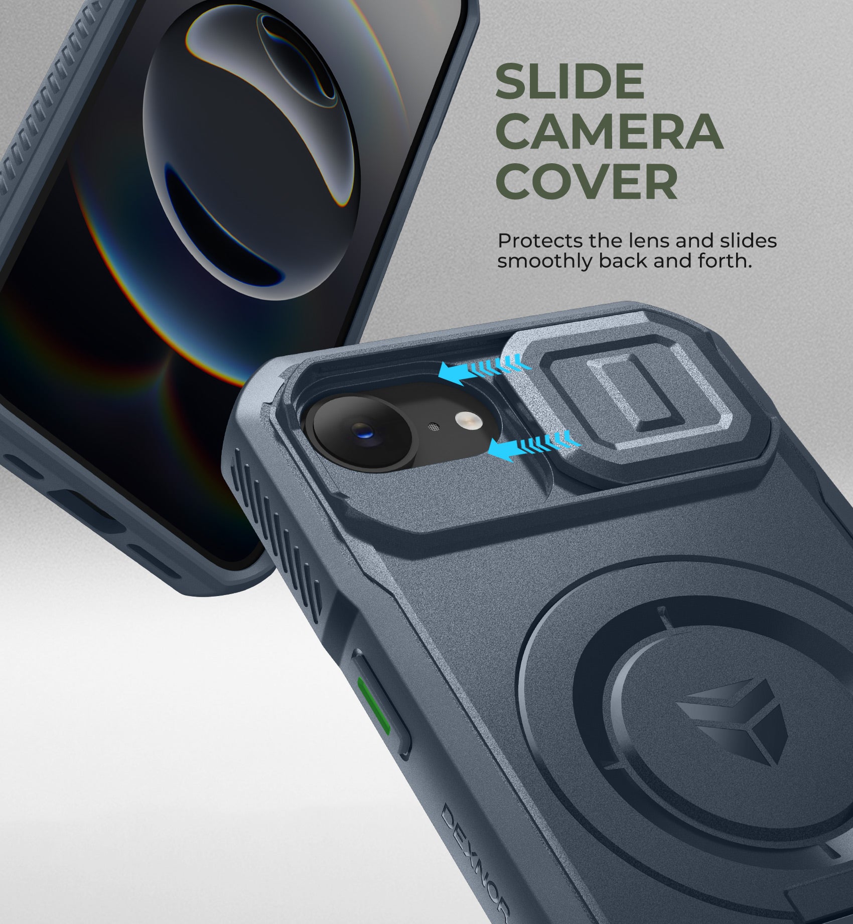 Dexnor Case for iPhone 16e Built-in Slide Camera Cover Kickstand Compatible with MagSafe Heavy-Duty Rugged Magnetic Shockproof Phone Cover