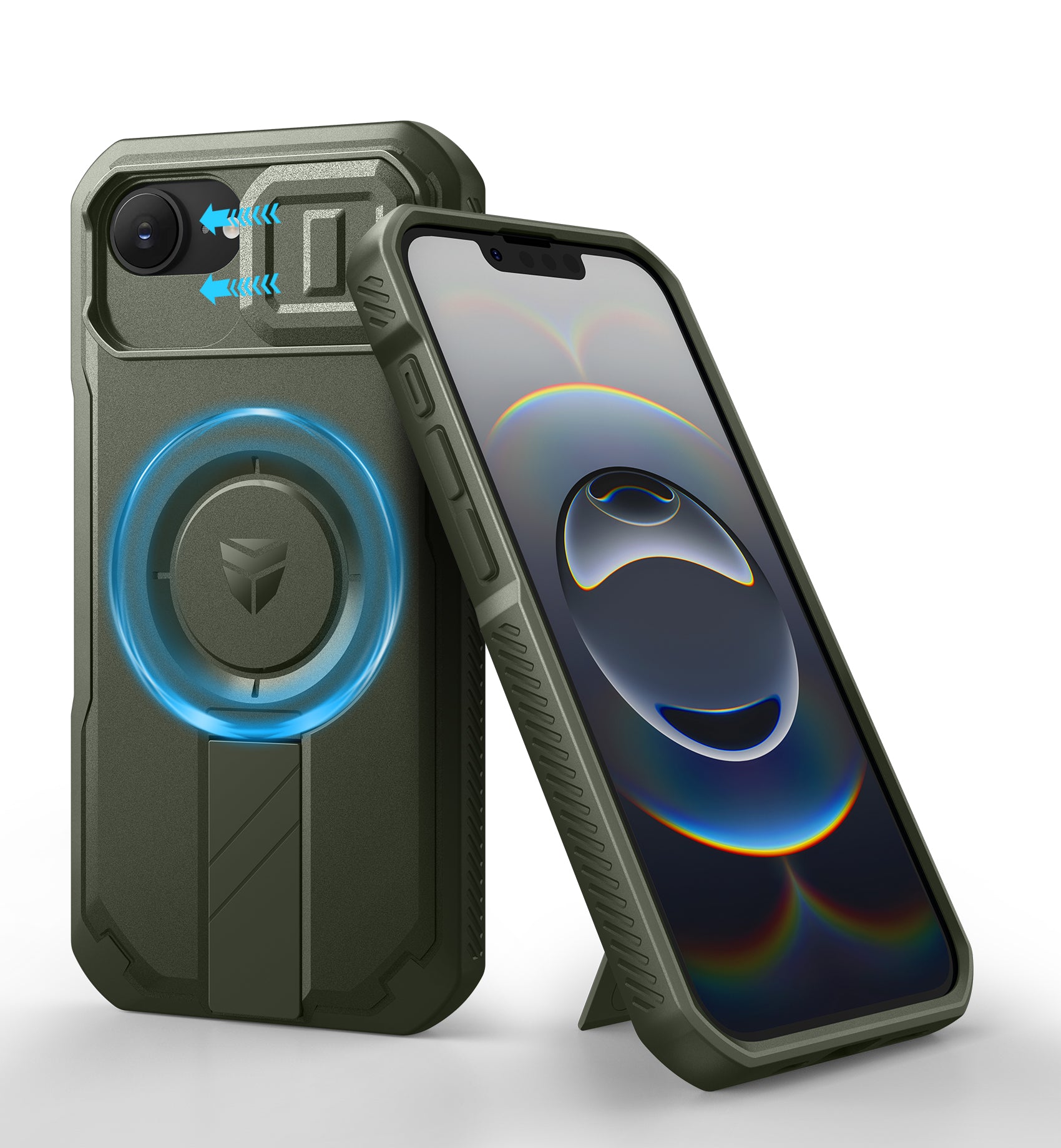 Dexnor Case for iPhone 16e Built-in Slide Camera Cover Kickstand Compatible with MagSafe Heavy-Duty Rugged Magnetic Shockproof Phone Cover