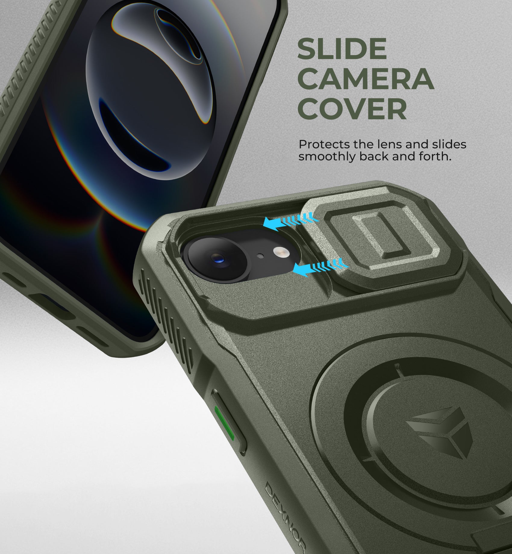 Dexnor Case for iPhone 16e Built-in Slide Camera Cover Kickstand Compatible with MagSafe Heavy-Duty Rugged Magnetic Shockproof Phone Cover