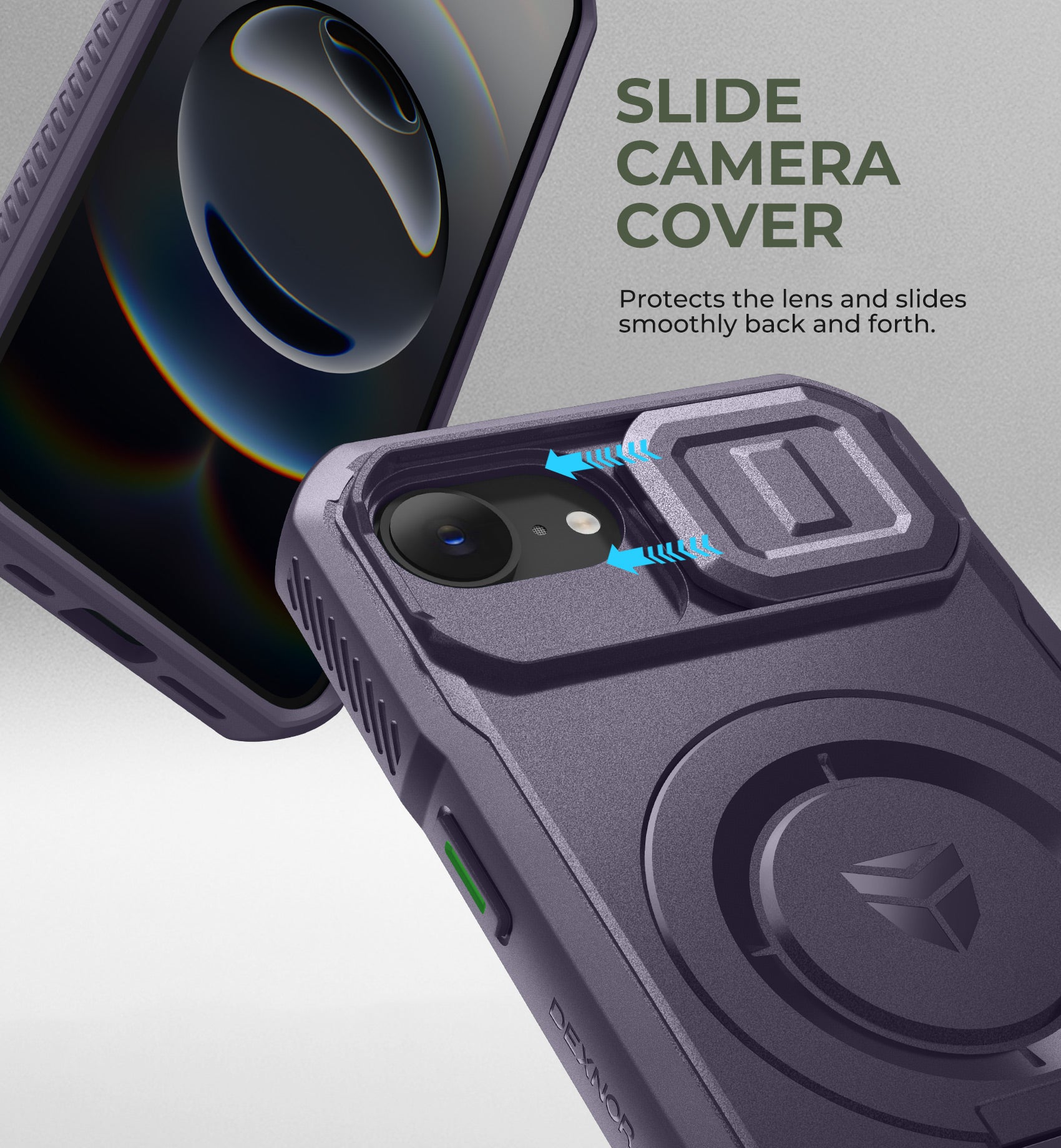 Dexnor Case for iPhone 16e Built-in Slide Camera Cover Kickstand Compatible with MagSafe Heavy-Duty Rugged Magnetic Shockproof Phone Cover