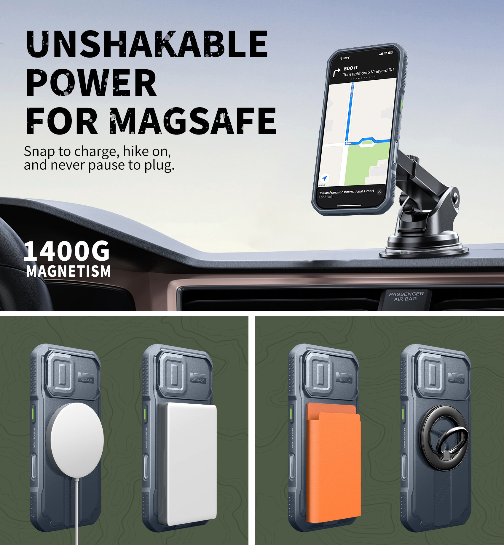 Dexnor Case for iPhone 17 with Slide Camera Cover Adjustable Kickstand Compatible with MagSafe Rugged Shockproof Bumper Heavy-Duty Magnetic Protective Cover 6.3 inch