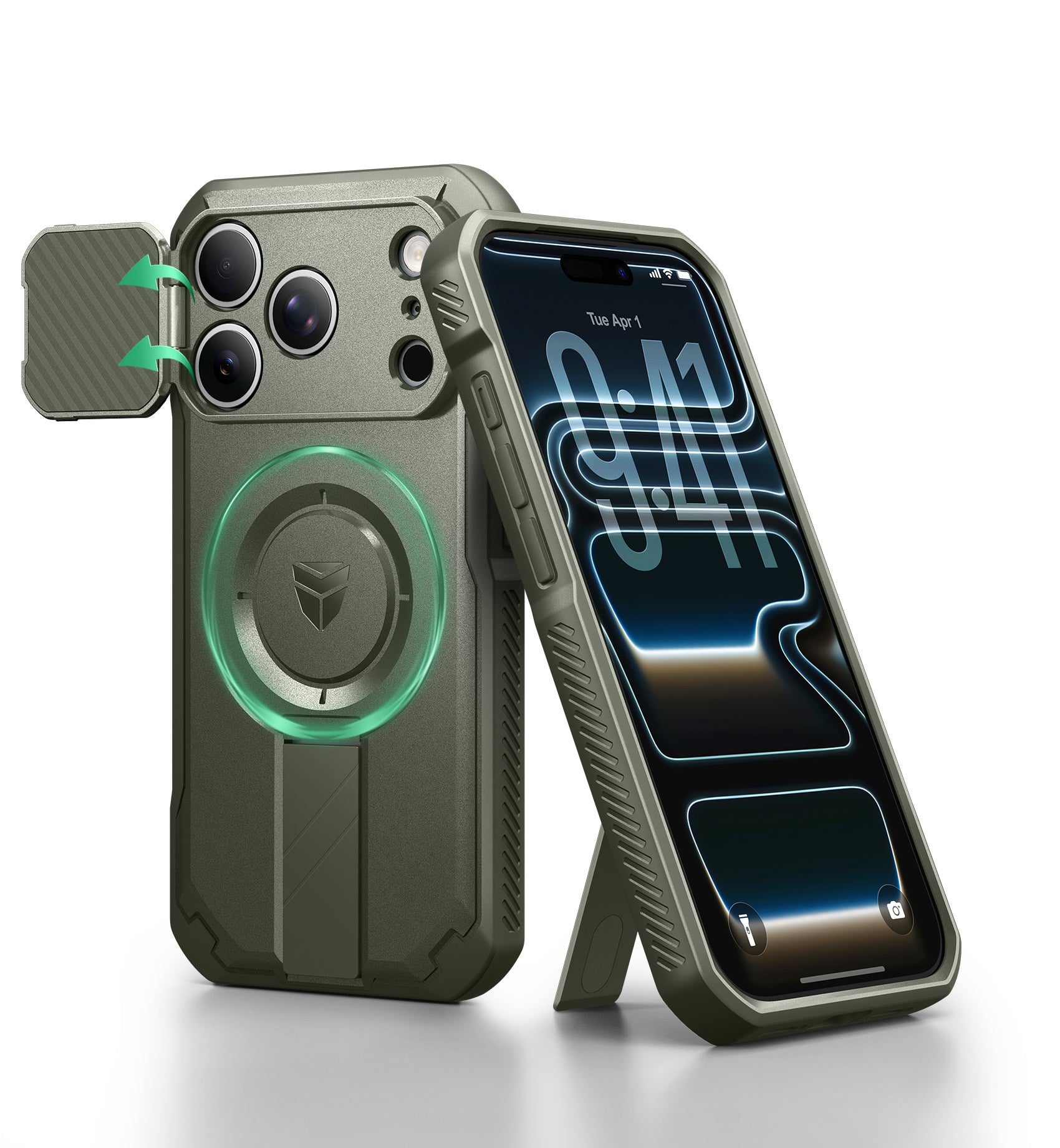 Dexnor Case for iPhone 17 Pro Built-in Flip Camera Cover Camera Control Cover Kickstand Compatible with MagSafe Heavy-Duty Rugged Shockproof Magnetic Phone Cover 6.3 inch