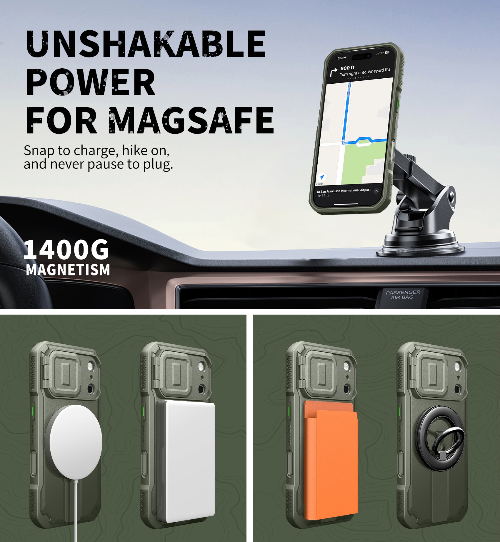 Dexnor Case for iPhone 17 Pro Built-in Flip Camera Cover Camera Control Cover Kickstand Compatible with MagSafe Heavy-Duty Rugged Shockproof Magnetic Phone Cover 6.3 inch