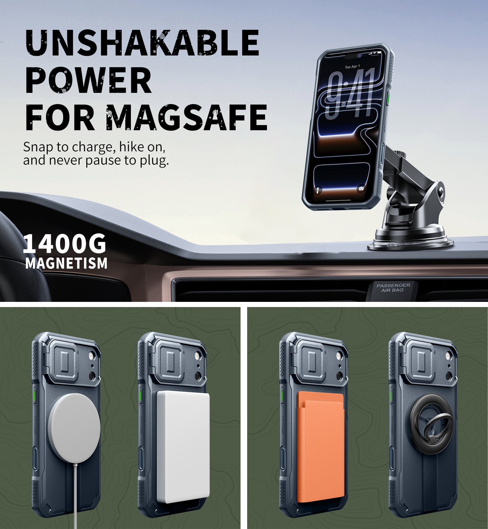 Dexnor Case for iPhone 17 Pro Max Built-in Flip Camera Cover Camera Control Cover Kickstand Compatible with MagSafe Heavy-Duty Rugged Shockproof Magnetic Phone Cover 6.9 inch