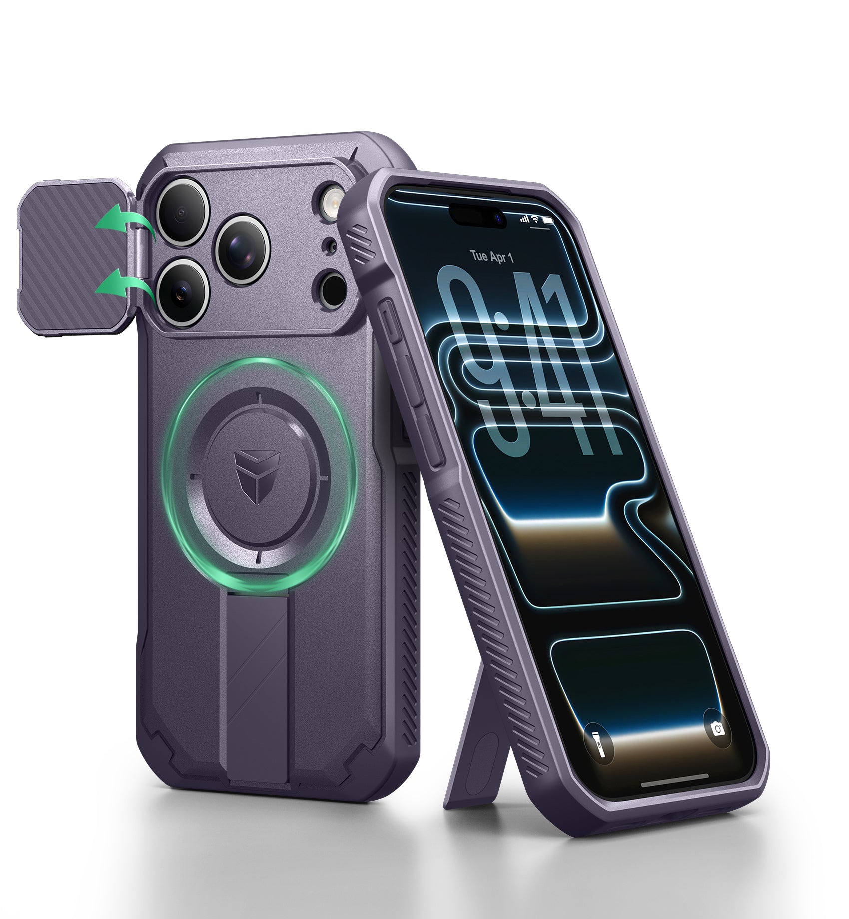 Dexnor Case for iPhone 17 Pro Built-in Flip Camera Cover Camera Control Cover Kickstand Compatible with MagSafe Heavy-Duty Rugged Shockproof Magnetic Phone Cover 6.3 inch