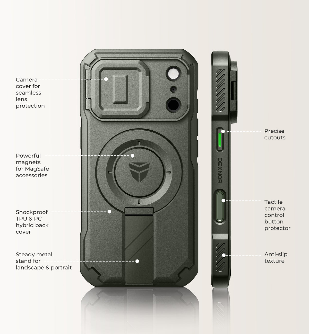 Dexnor Case for iPhone 18 Pro Flip Camera Cover Kickstand Camera Control Cover Compatible with MagSafe Heavy-Duty Rugged Shockproof Cover 6.3 inch