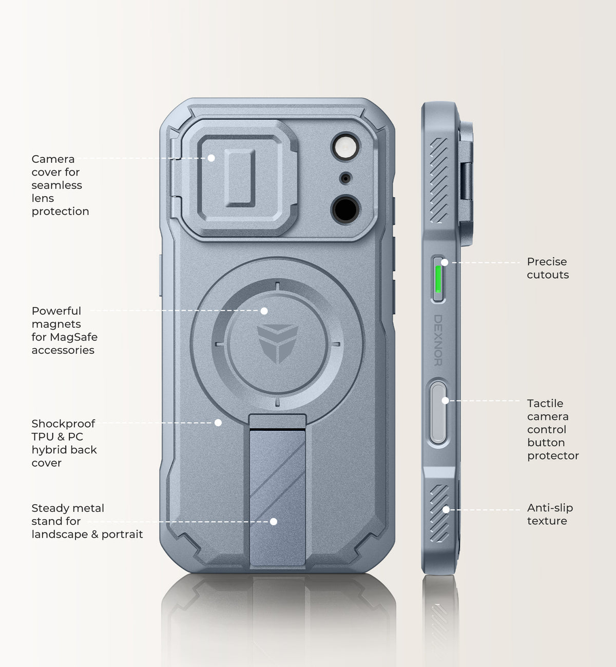 Dexnor Case for iPhone 18 Pro Flip Camera Cover Kickstand Camera Control Cover Compatible with MagSafe Heavy-Duty Rugged Shockproof Cover 6.3 inch
