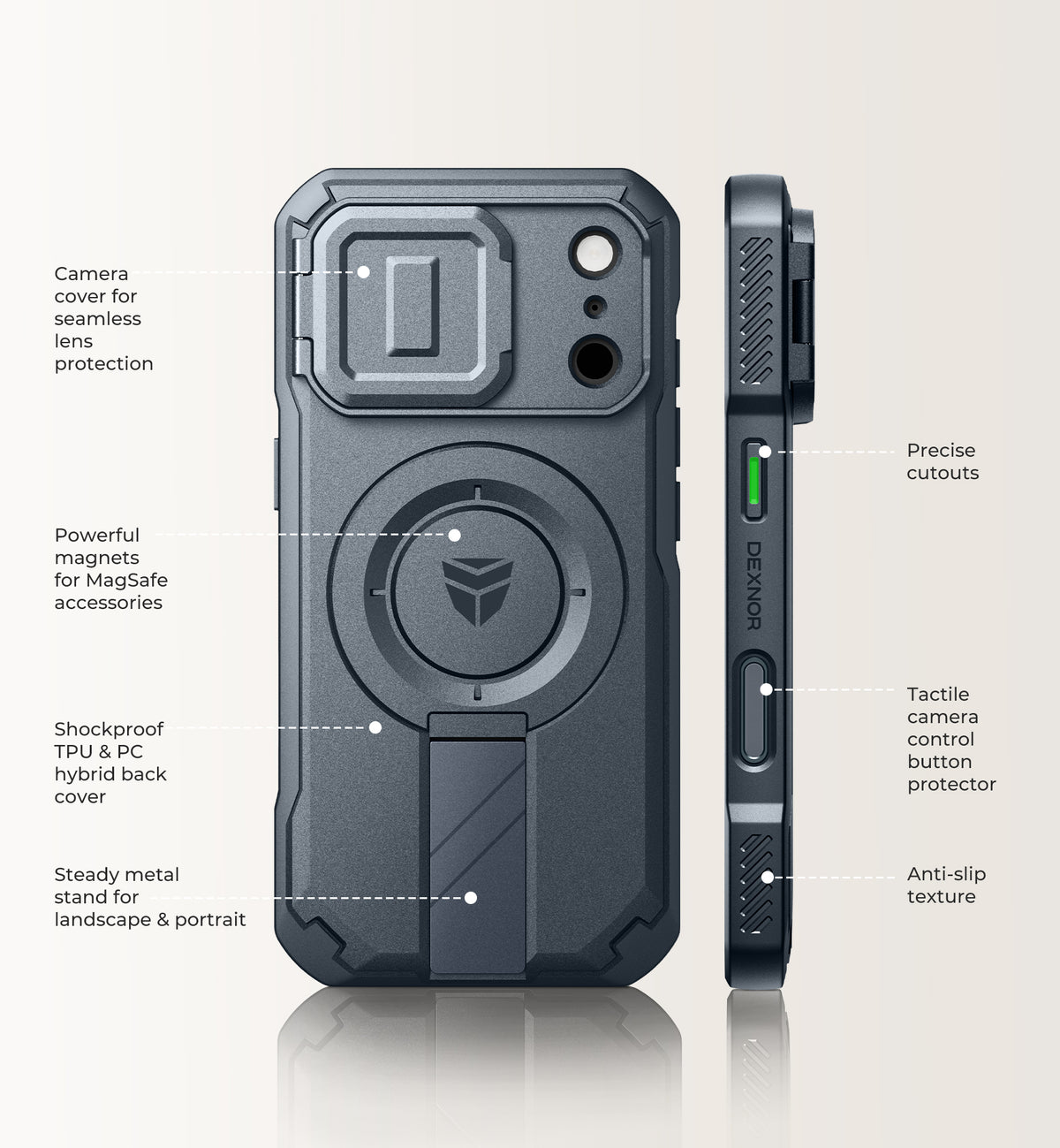 Dexnor Case for iPhone 18 Pro Flip Camera Cover Kickstand Camera Control Cover Compatible with MagSafe Heavy-Duty Rugged Shockproof Cover 6.3 inch