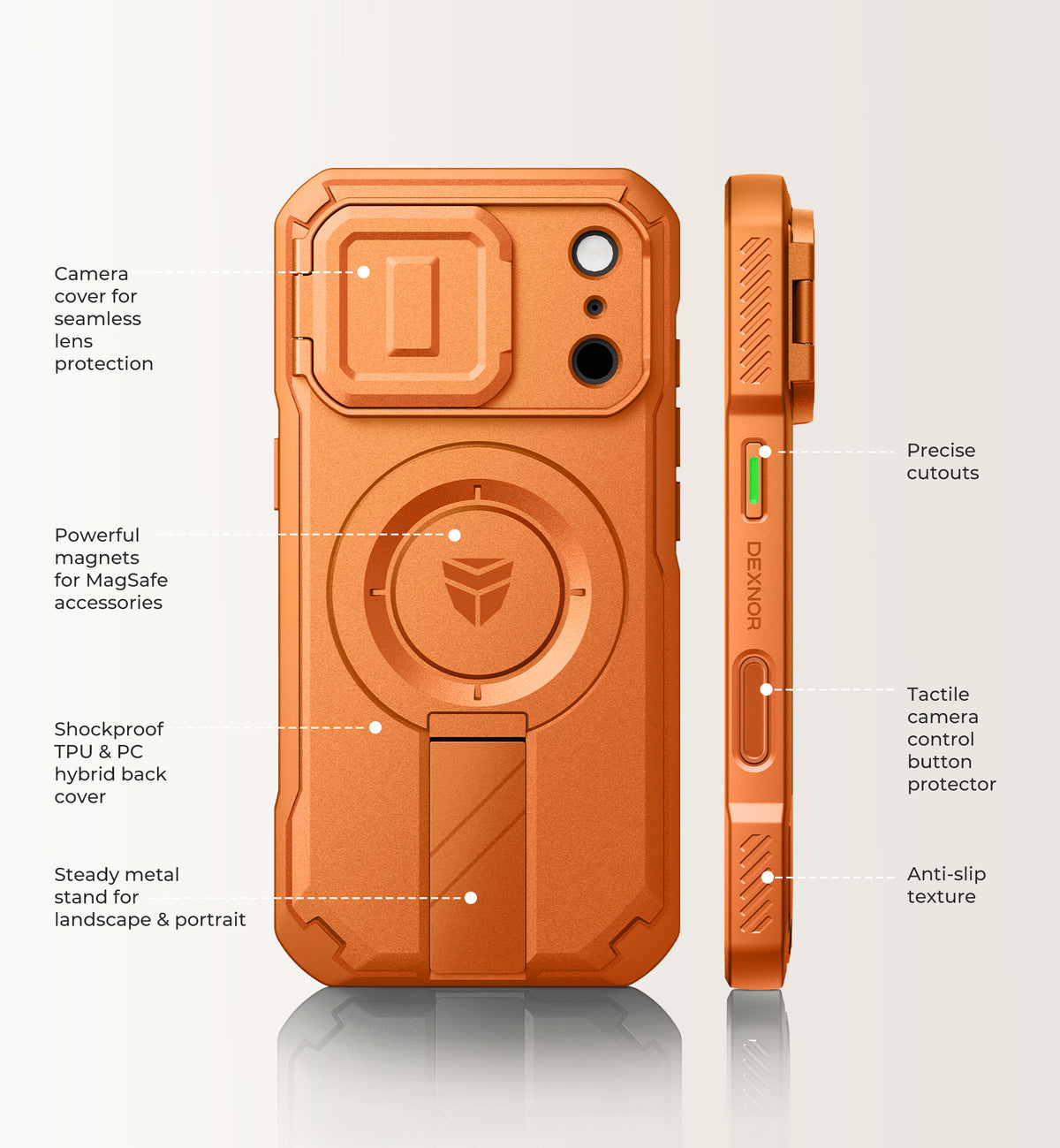 Dexnor Case for iPhone 18 Pro Flip Camera Cover Kickstand Camera Control Cover Compatible with MagSafe Heavy-Duty Rugged Shockproof Cover 6.3 inch