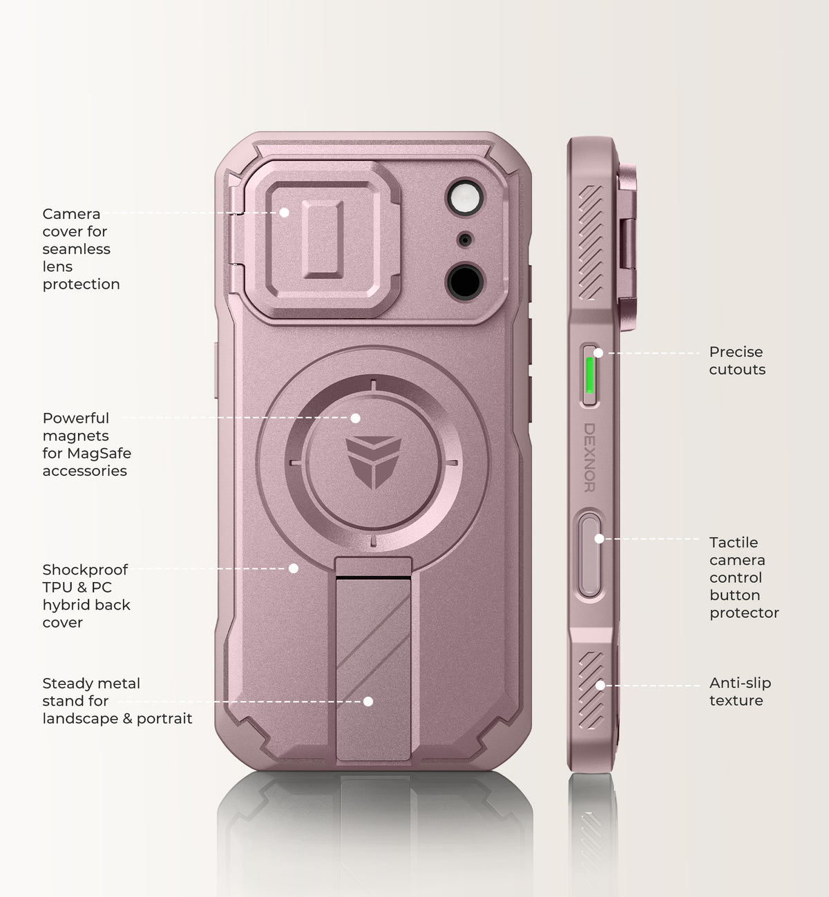 Dexnor Case for iPhone 18 Pro Flip Camera Cover Kickstand Camera Control Cover Compatible with MagSafe Heavy-Duty Rugged Shockproof Cover 6.3 inch