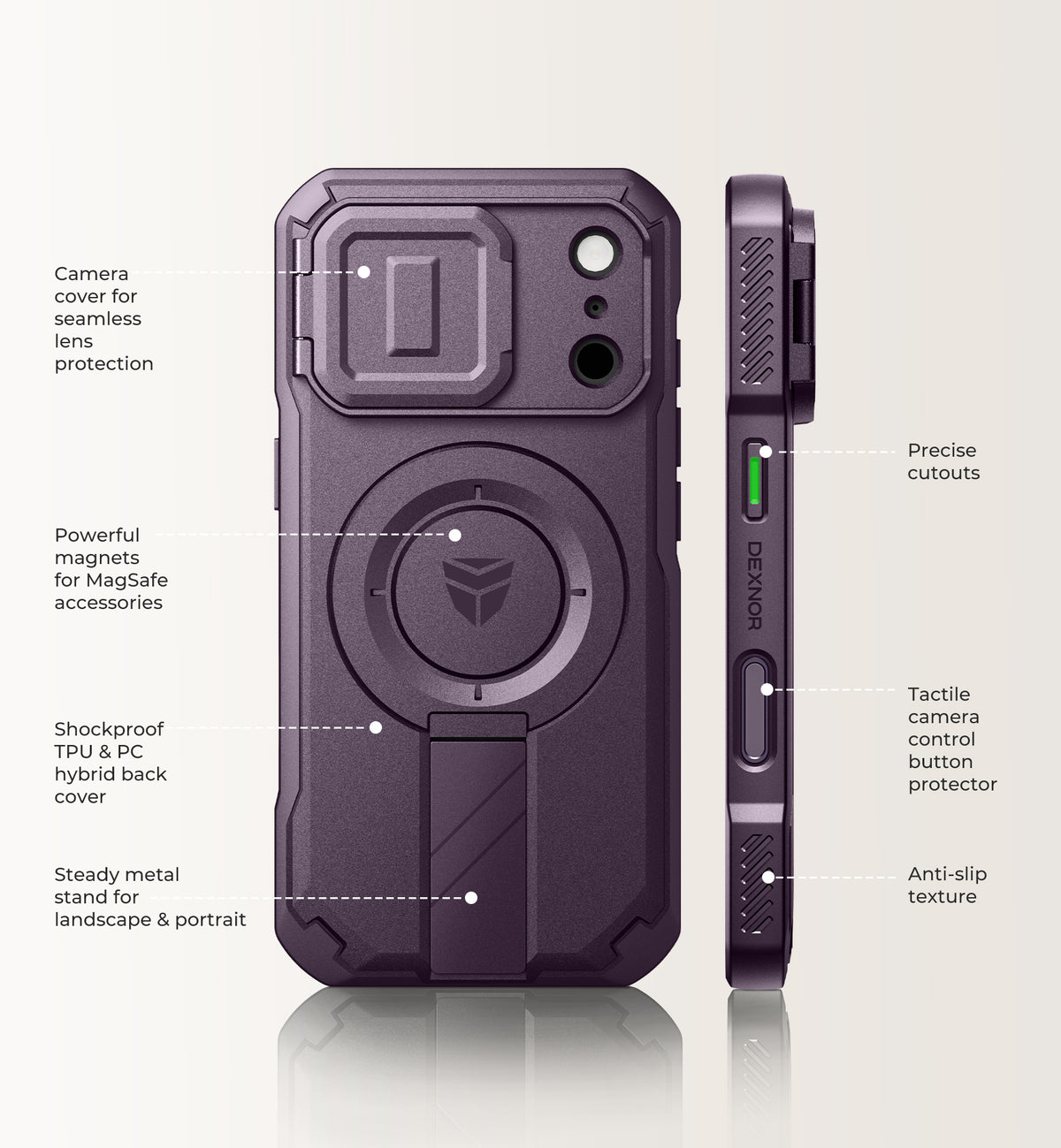 Dexnor Case for iPhone 18 Pro Flip Camera Cover Kickstand Camera Control Cover Compatible with MagSafe Heavy-Duty Rugged Shockproof Cover 6.3 inch