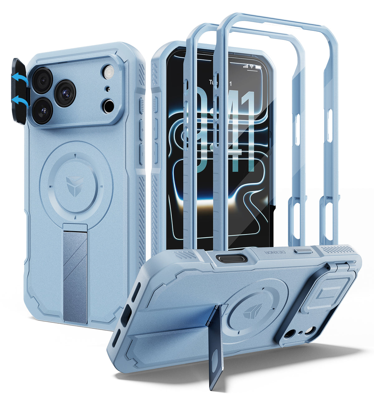 Dexnor Heavy Duty Rugged Case for iPhone 18 Pro Max, 2 Front Frame, Flip Camera Cover, MagSafe Compatible, Screen Protector and Kickstand