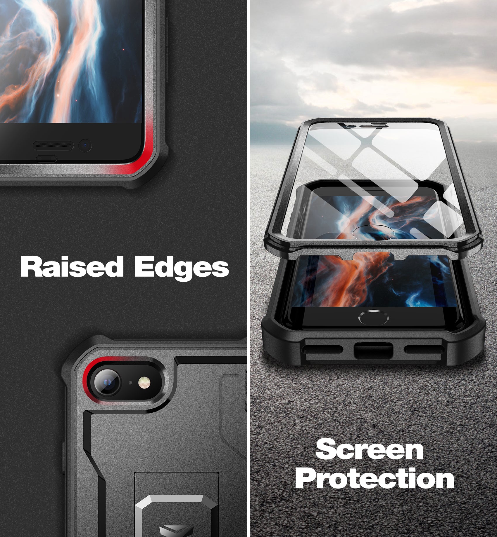 Dexnor Case for iPhone 7 Built in Screen Protector Kickstand Heavy Duty Military Grade Protection