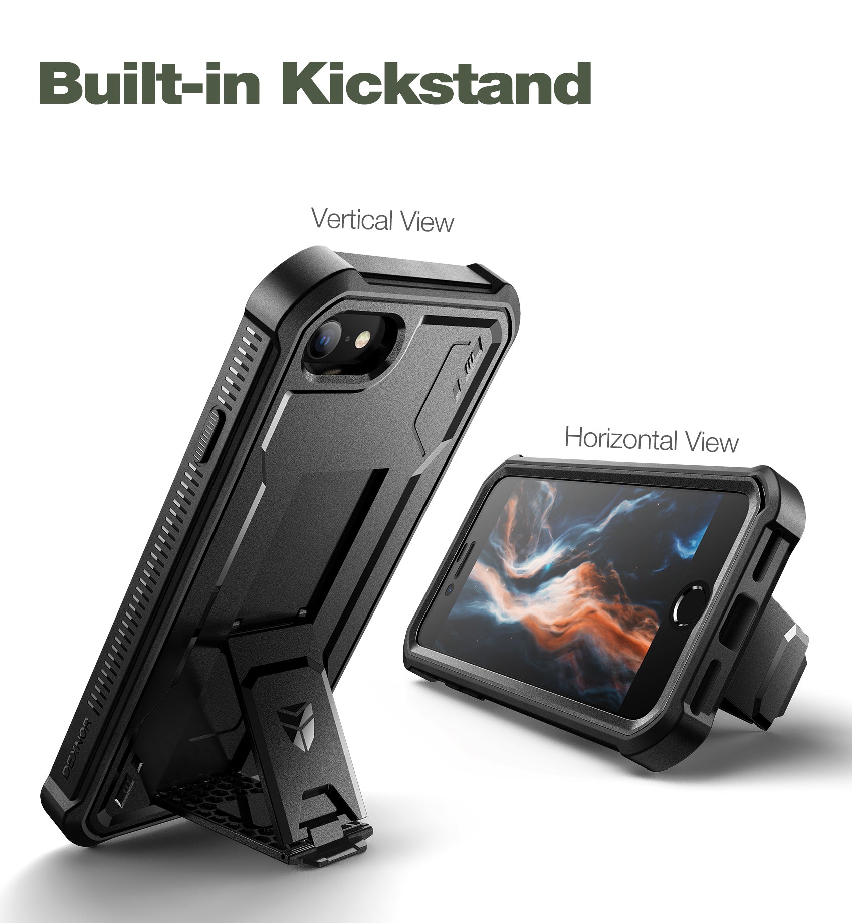 Dexnor Case for iPhone SE 2020 2nd Gen Built in Screen Protecto Kickstand Heavy Duty Military Grade Protection