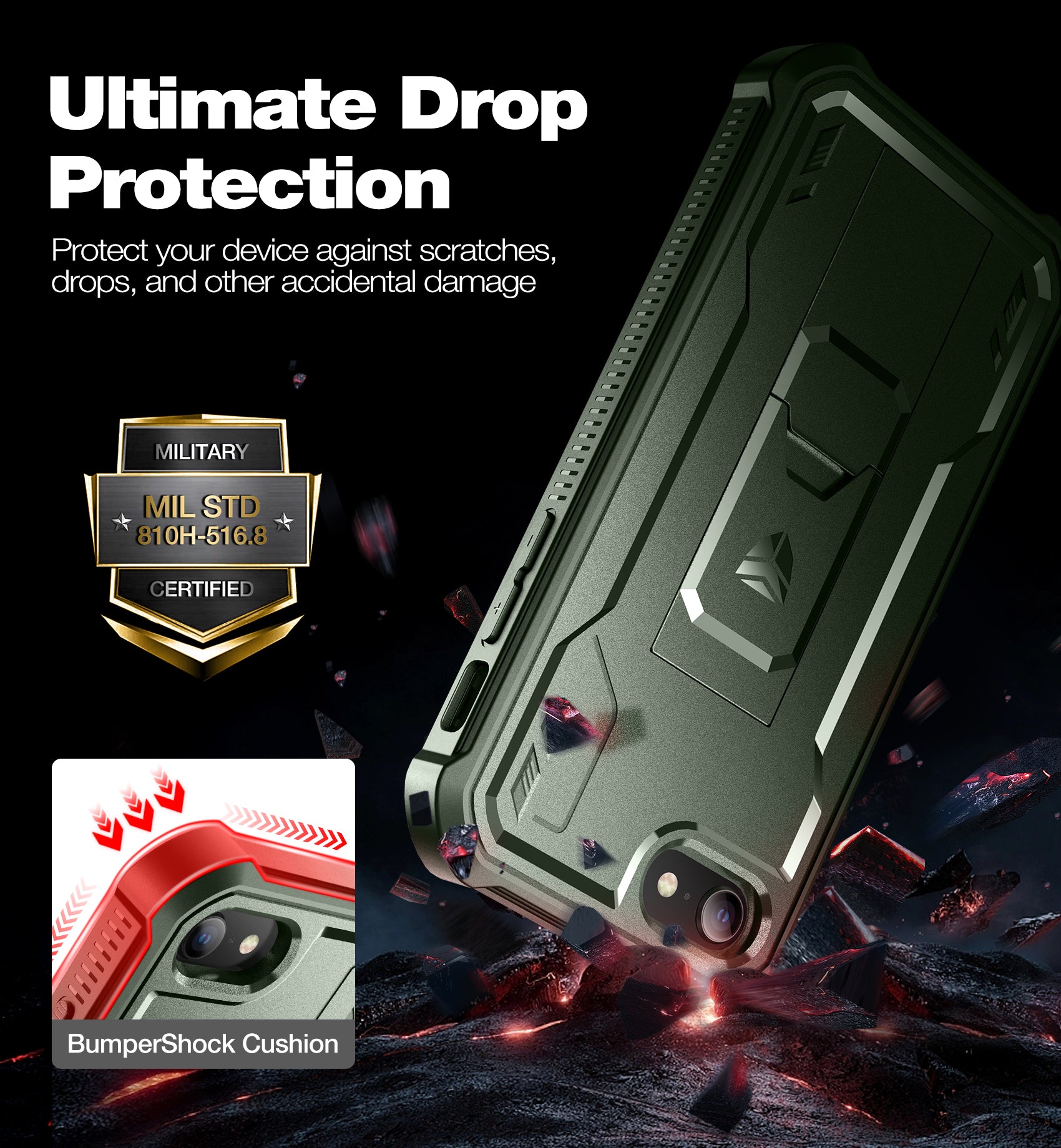 Dexnor Case for iPhone SE 2020 2nd Gen Built in Screen Protecto Kickstand Heavy Duty Military Grade Protection