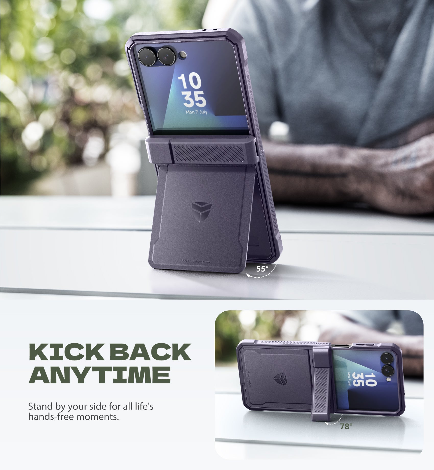 Dexnor Full Body Case For Samsung Galaxy Z Flip 7 with Dual Kickstands  Auto-Close Hinge Protection Screen Protector Shockproof Bumper Cover