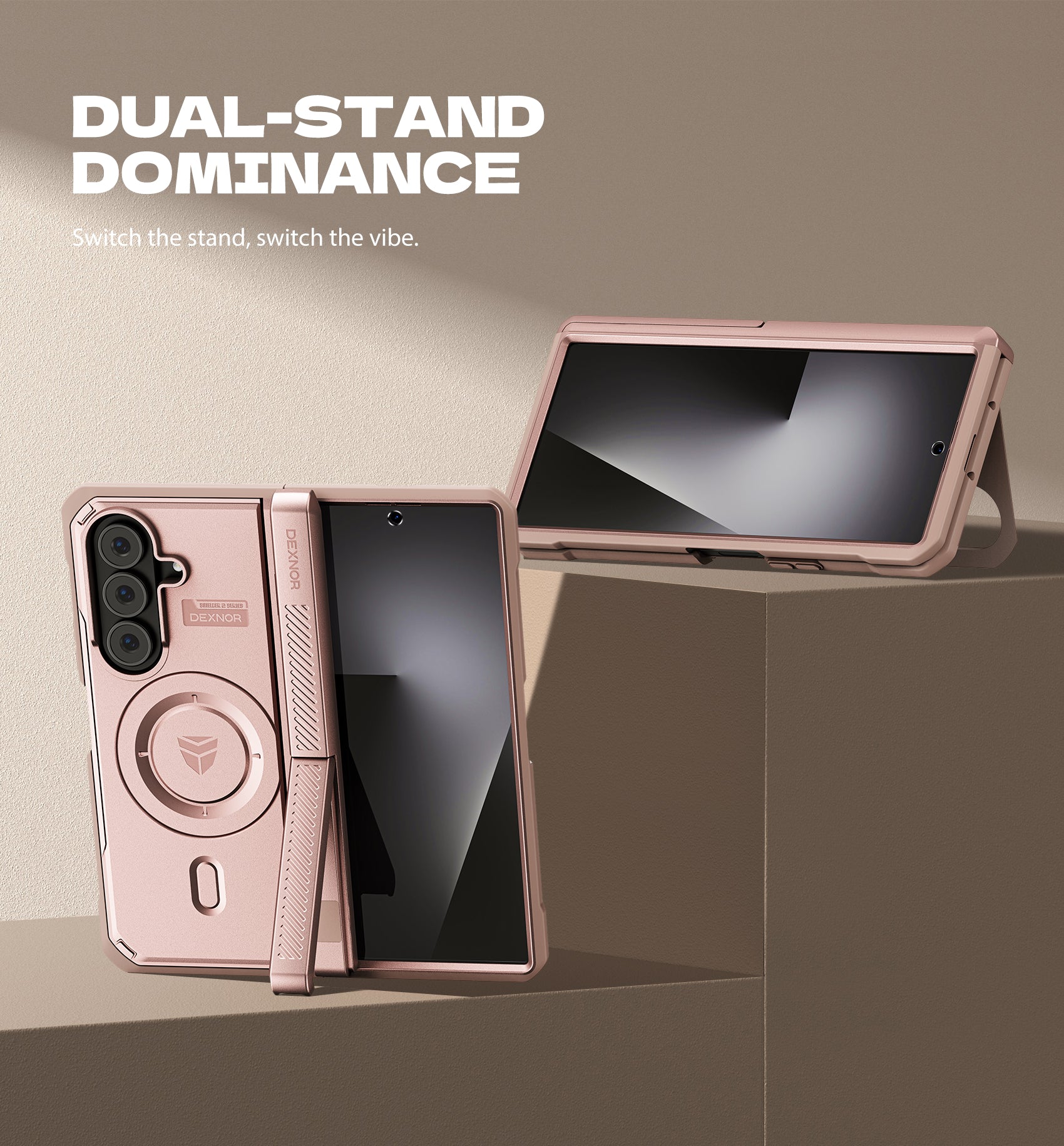 Dexnor Full-Body Case For Samsung Galaxy Z Fold 7 with Dual Kickstands Front Screen Protector Hinge Protection MagSafe Rugged Protective Cover Bumper 6.5 Inch
