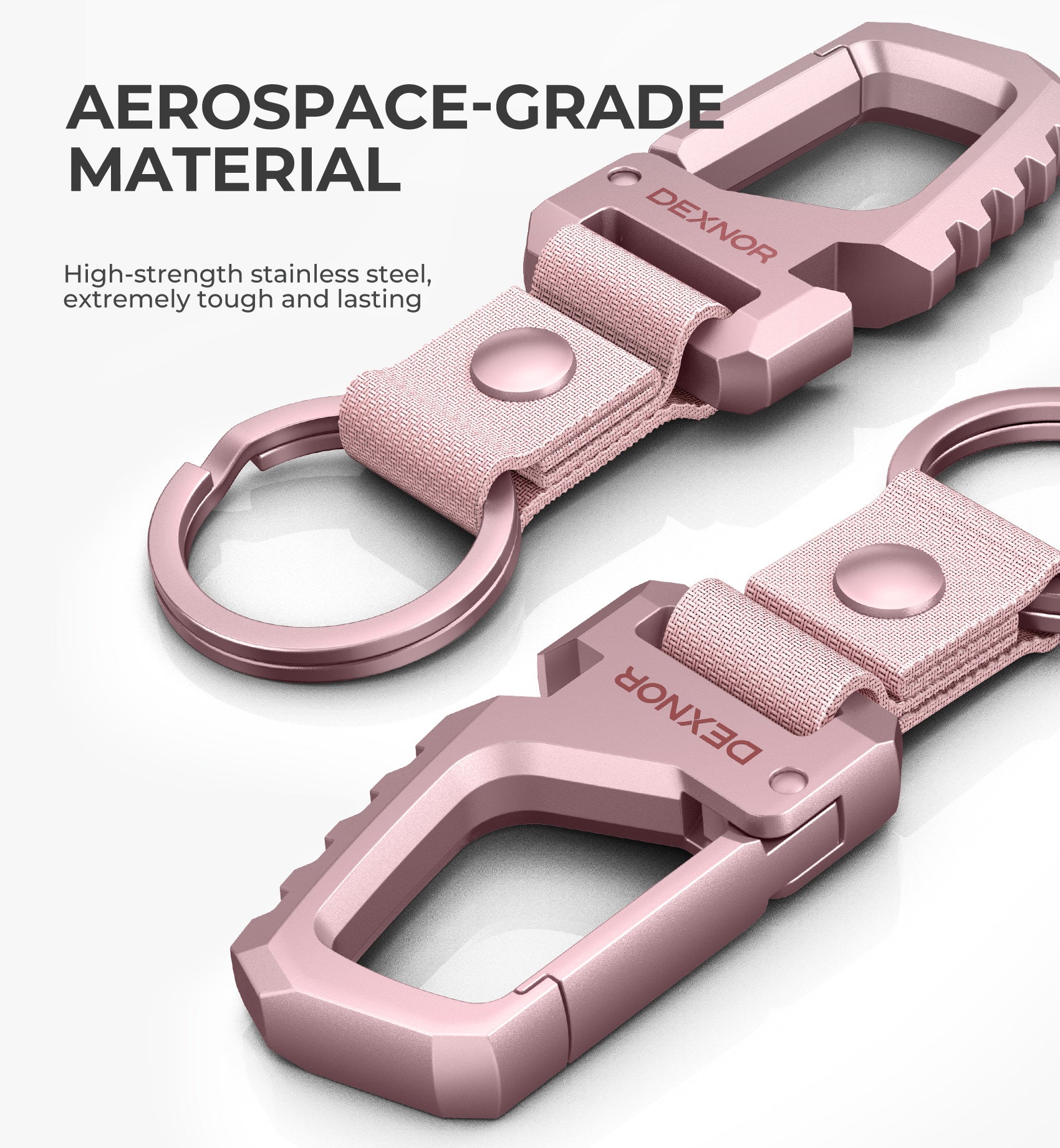 Dexnor Key Chain Bottle Opener Heavy Duty Carabiner Key Ring Clip Aerospace-grade Stainless Steel Car Key Fob Holder Organizer EDC Keychain Keyring Accessories for Men and Women