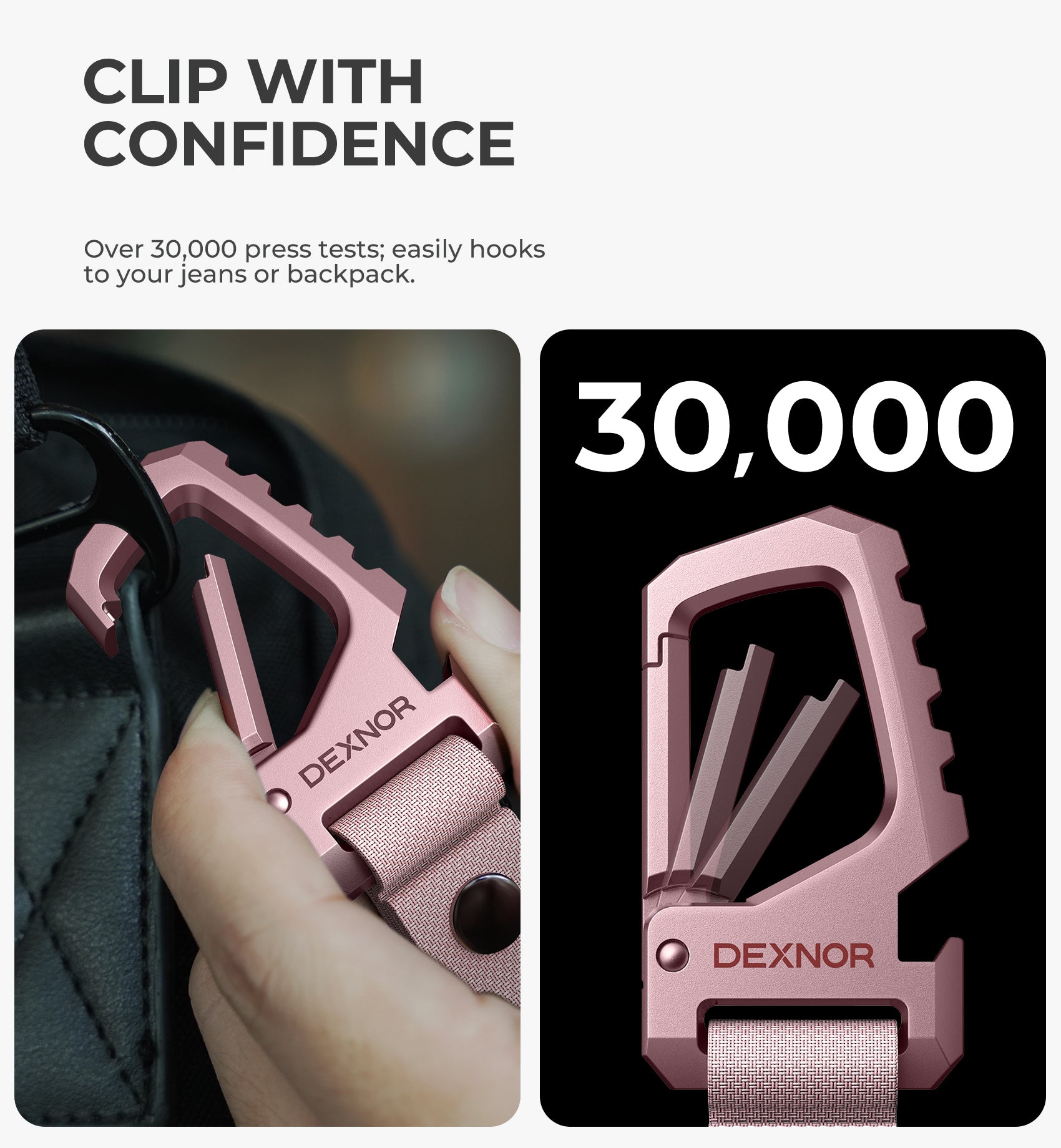 Dexnor Key Chain Bottle Opener Heavy Duty Carabiner Key Ring Clip Aerospace-grade Stainless Steel Car Key Fob Holder Organizer EDC Keychain Keyring Accessories for Men and Women