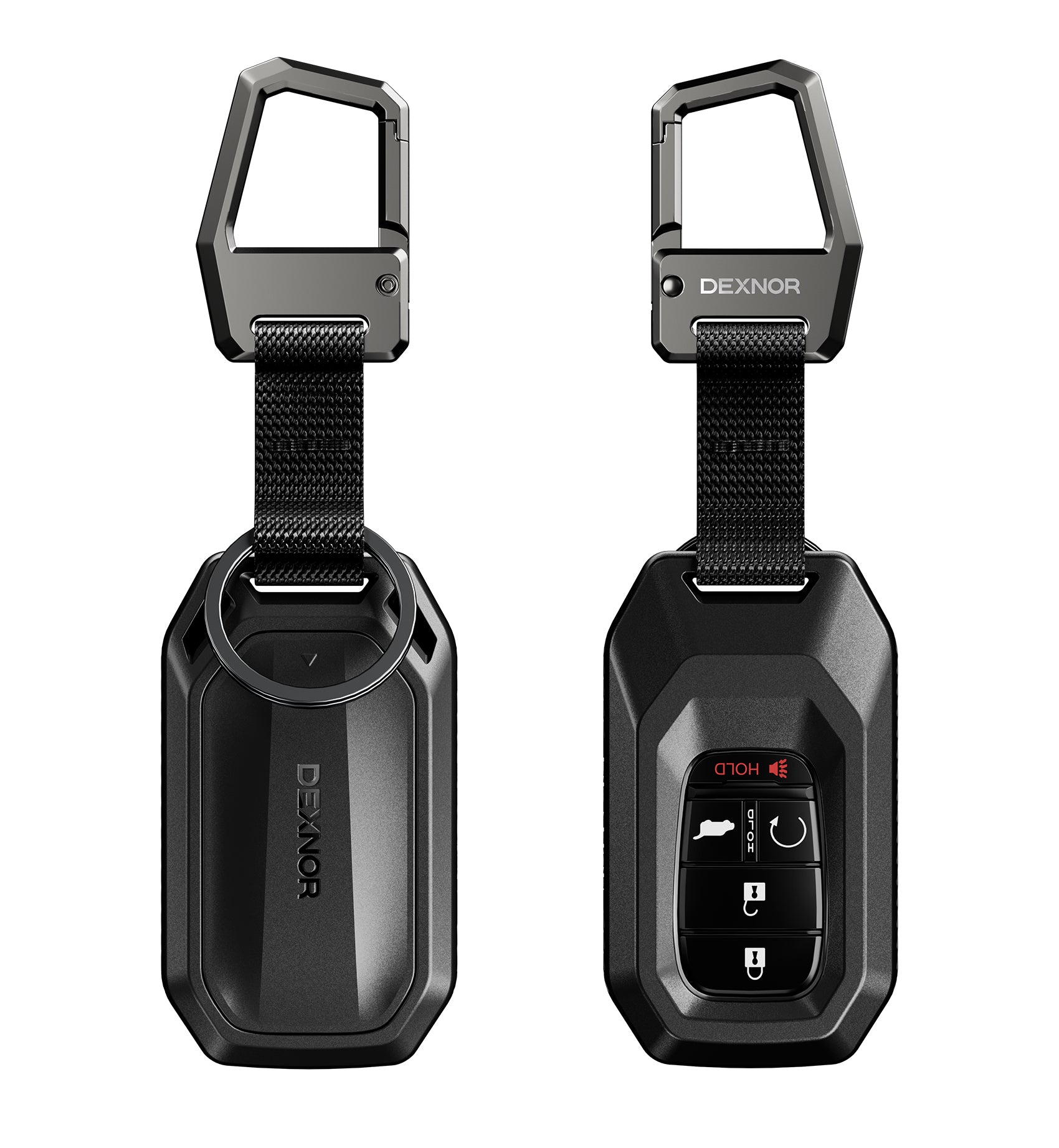 Dexnor Rugged Key Fob Cover with Carabiner Keychain for 5 Buttons Honda 2026-2022 Civic Accord CR-V HR-V Pilot Keyfob Case Protector