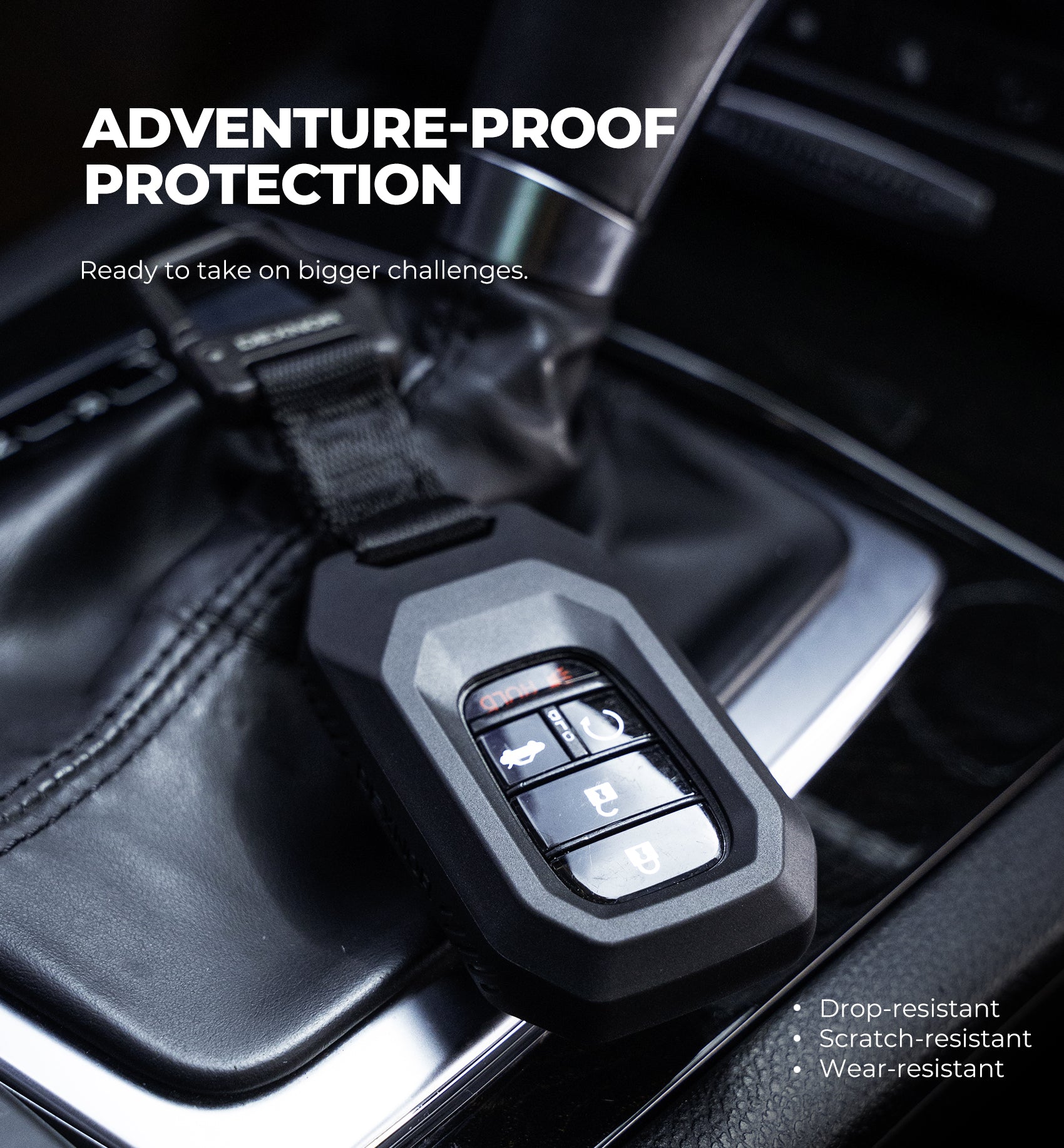 Dexnor Rugged Key Fob Cover with Carabiner Keychain for 5 Buttons Honda 2026-2022 Civic Accord CR-V HR-V Pilot Keyfob Case Protector