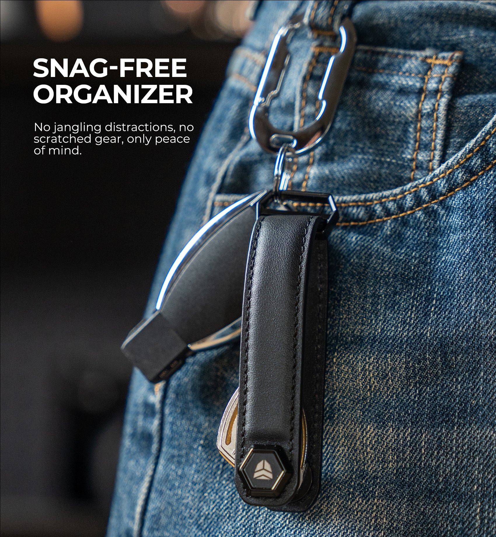 Dexnor Key Organizer Adventure-proof Leather Key Holder Snag-free Keychain Keyring up to 6 Keys