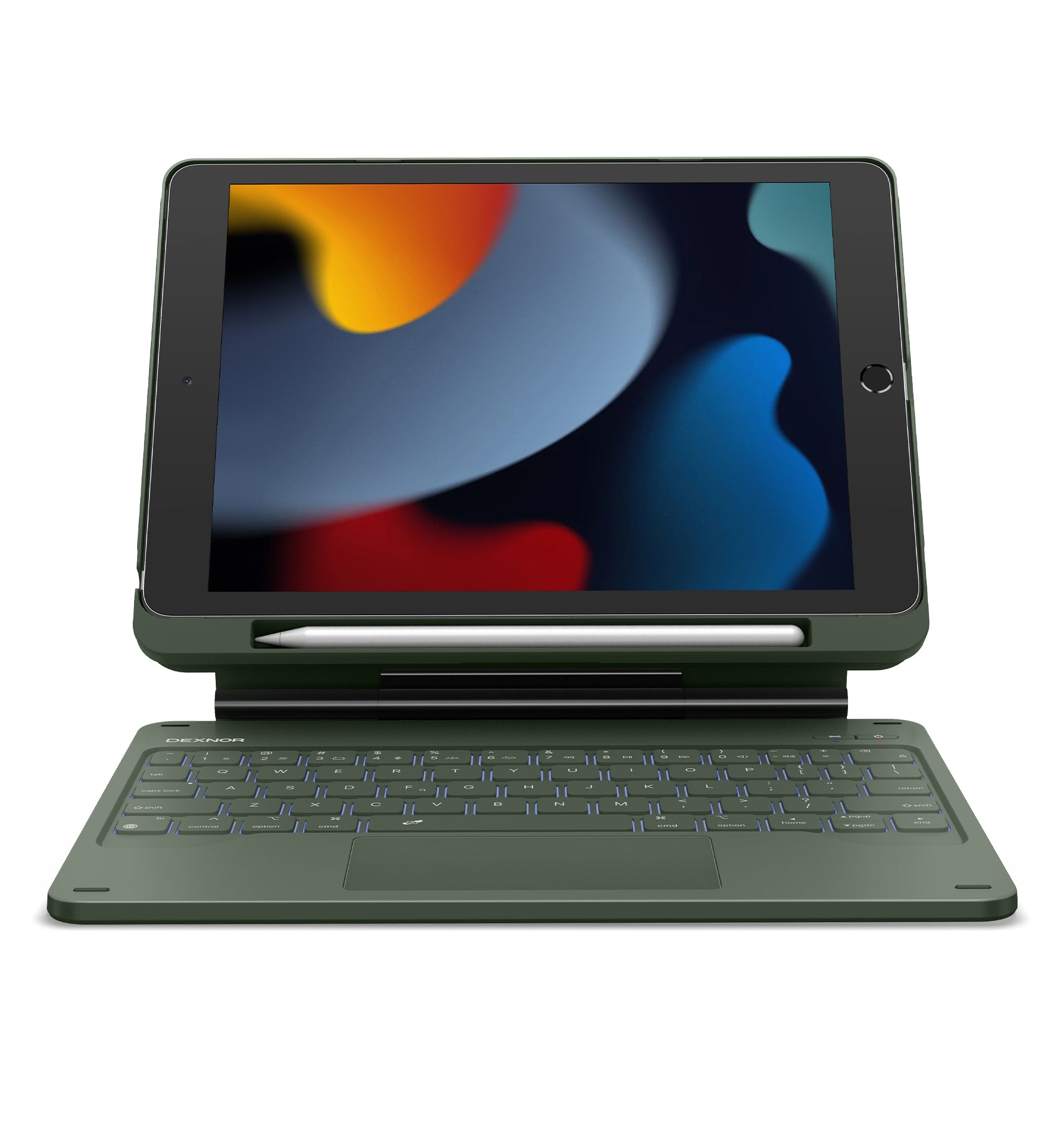 Dexnor Keyboard Case For iPad 8th Gen With Trackpad Pen Holder Slim Bluetooth Black 10.2 Inch