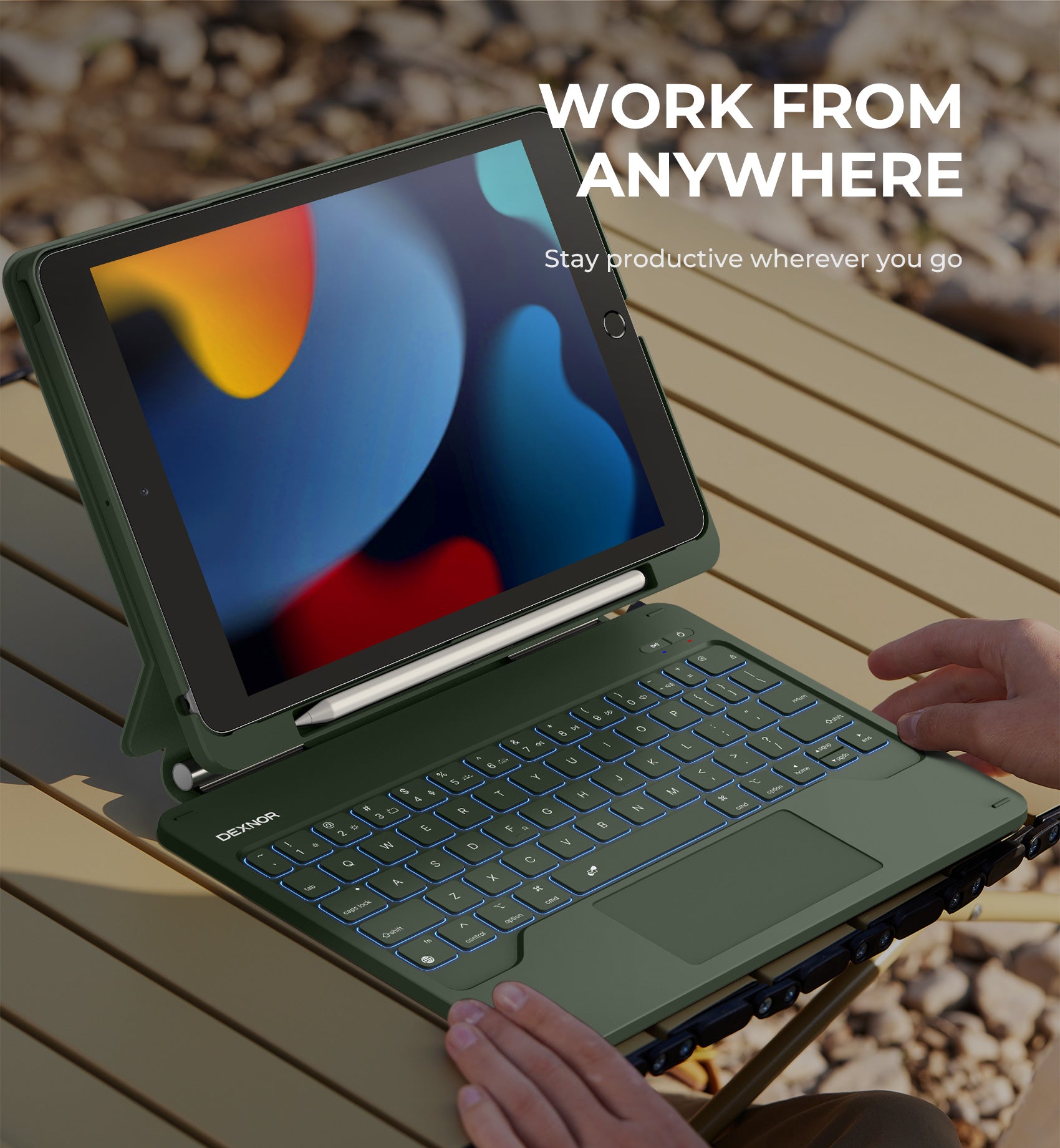 Dexnor Keyboard Case For iPad 8th Gen With Trackpad Pen Holder