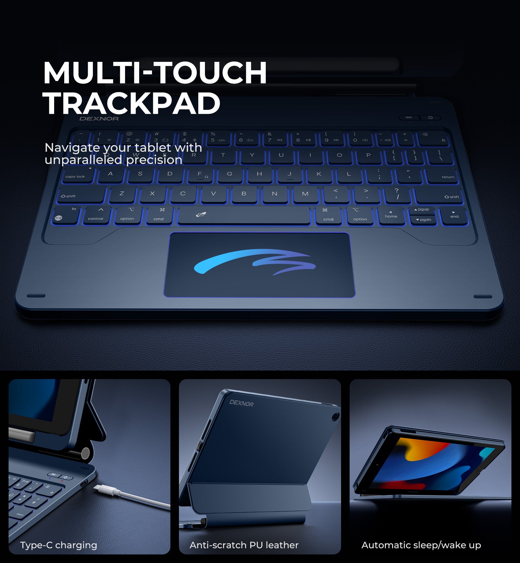 Dexnor for iPad 9th Generation Case with Keyboard Floating