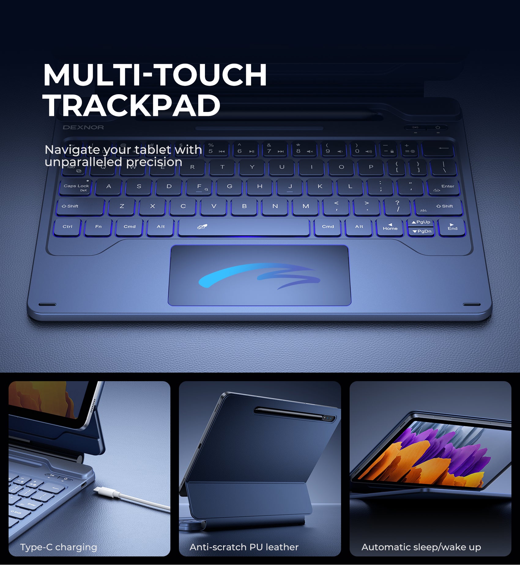 Dexnor Book-Style Cover For Samsung Galaxy Tab S8 Keyboard Case