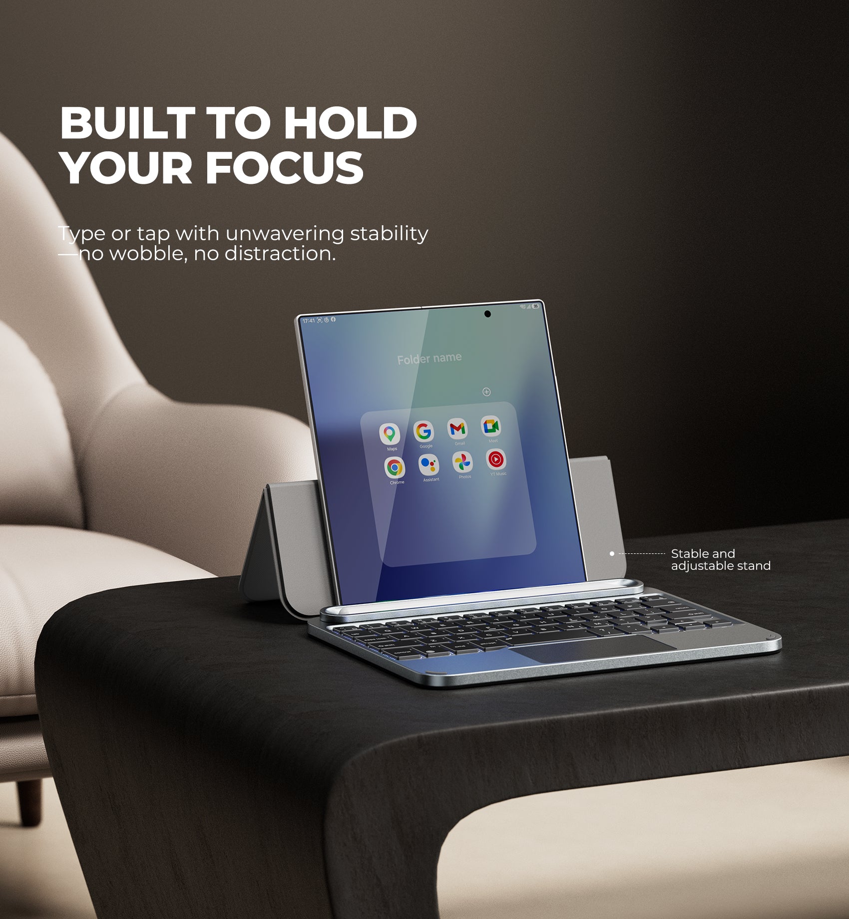 Dexnor Keyboard Case for Samsung Galaxy Z Fold 7/6/5 Portable Compact Mini Bluetooth Keyboard with Adjustable Stand Touchpad Pen Holder Backlight for 4.7"-11" Phones/iOS/Android/iPad mini
