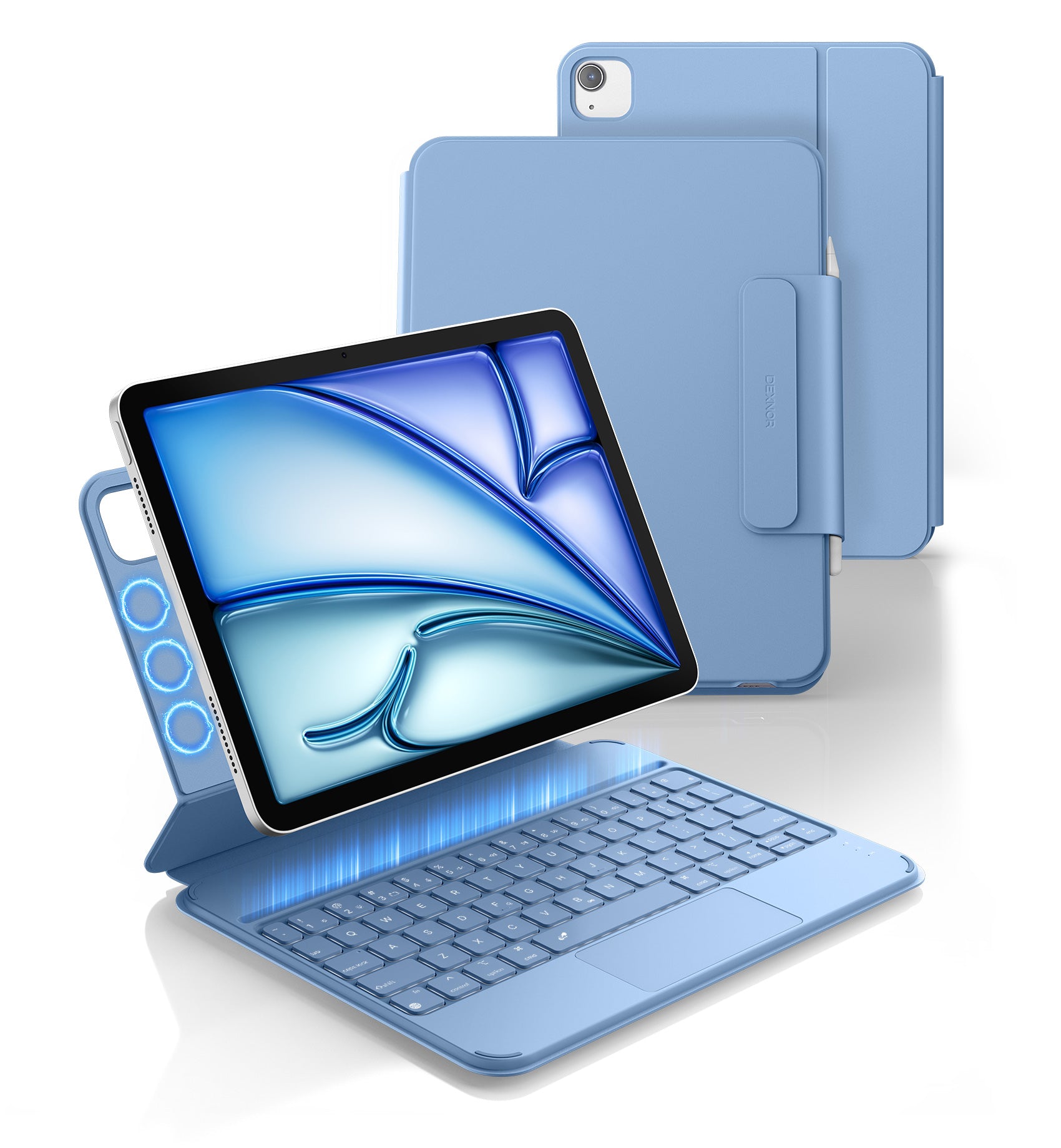 Dexnor Keyboard Case for iPad Air 11 inch M2 2024 with Keyboard Ultra-Thin Magnetic Detachable Trackpad Backlit