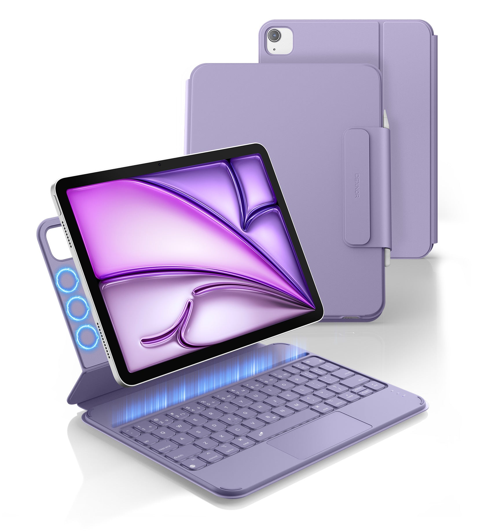 Dexnor Keyboard Case for iPad Air 11 inch M3 2025 with Keyboard Ultra-Thin Magnetic Detachable Trackpad Backlit