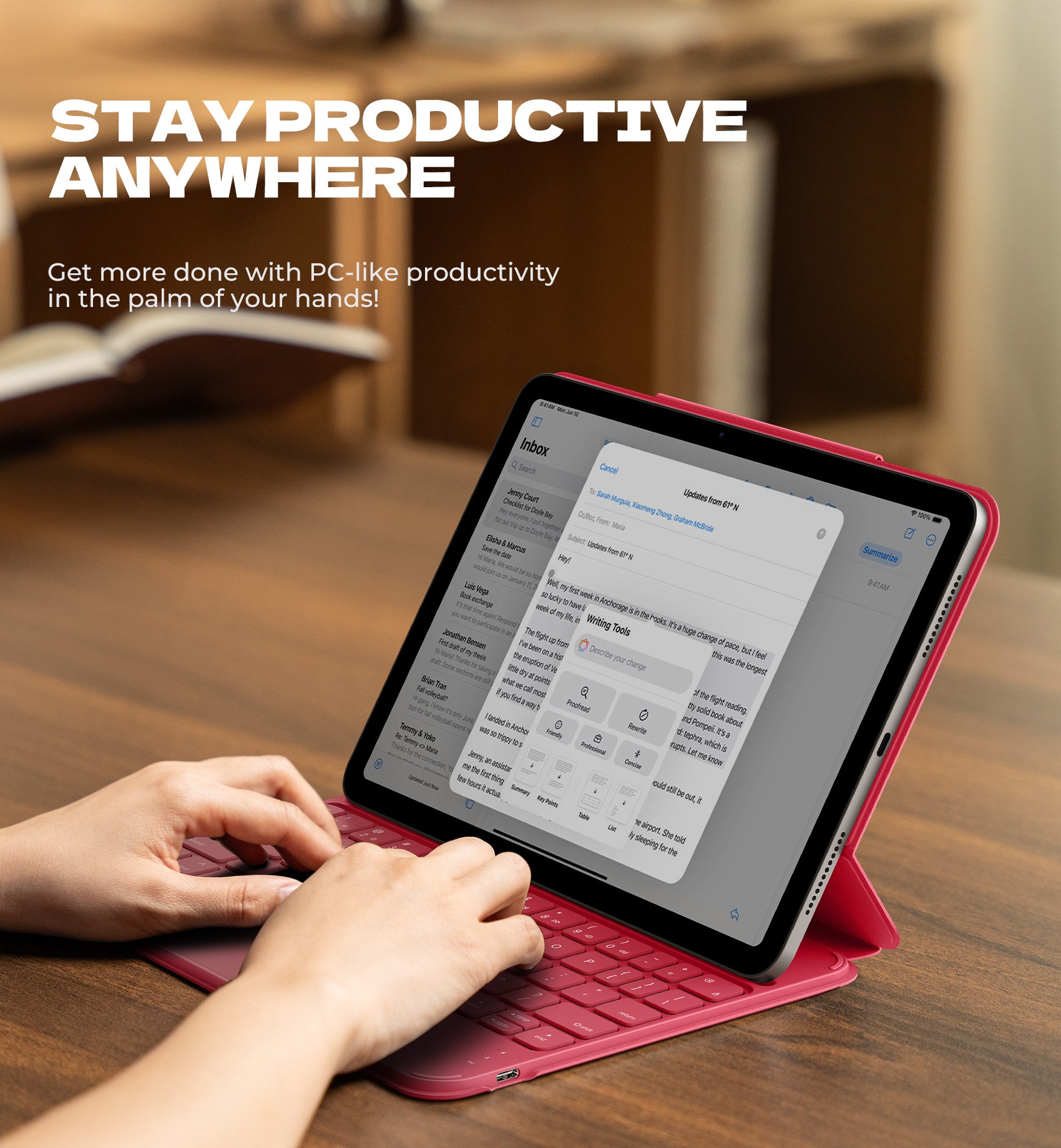 Dexnor Keyboard Case for iPad Air 11 inch M3 2025 with Keyboard Ultra-Thin Magnetic Detachable Trackpad Backlit