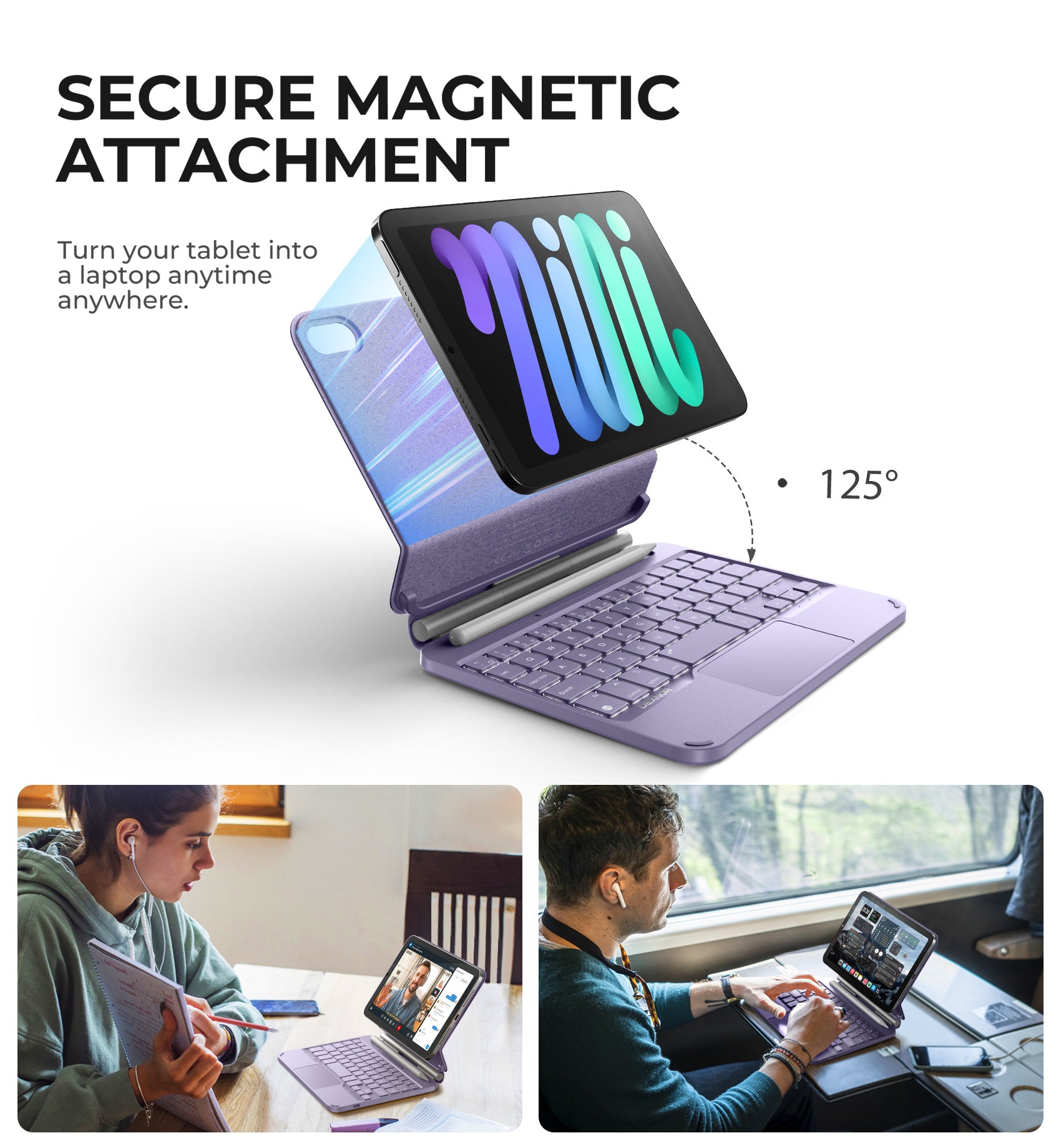 Dexnor Case for iPad Mini 6th Generation 2021 with Keyboard Magnetic Floating Cantilever Stand with Trackpad Pencil Holder Backlit