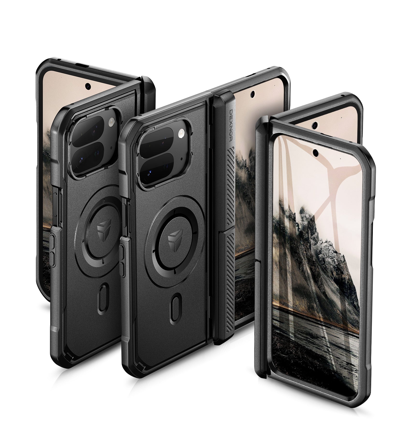 Dexnor Case for Google Pixel 10 Pro Fold with Dual Kickstands Front Screen Protector Hinge Protection Full Body Rugged Protective Cover Bumper