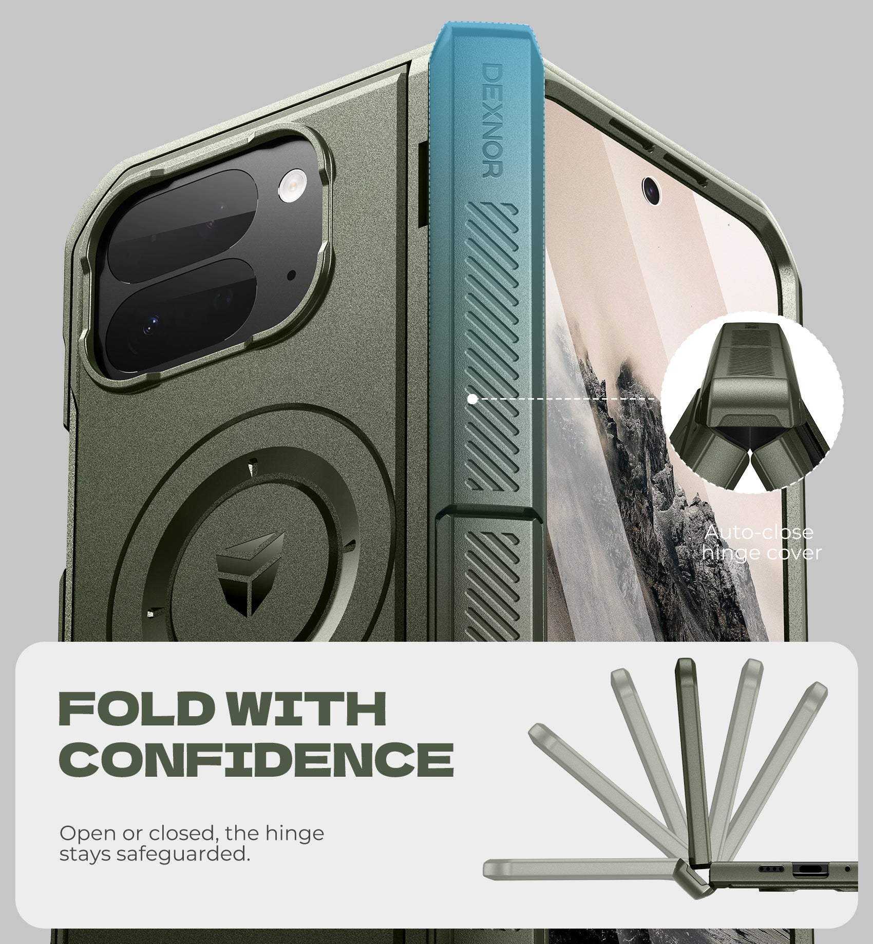Dexnor Case for Google Pixel 10 Pro Fold with Dual Kickstands Front Screen Protector Hinge Protection Full Body Rugged Protective Cover Bumper