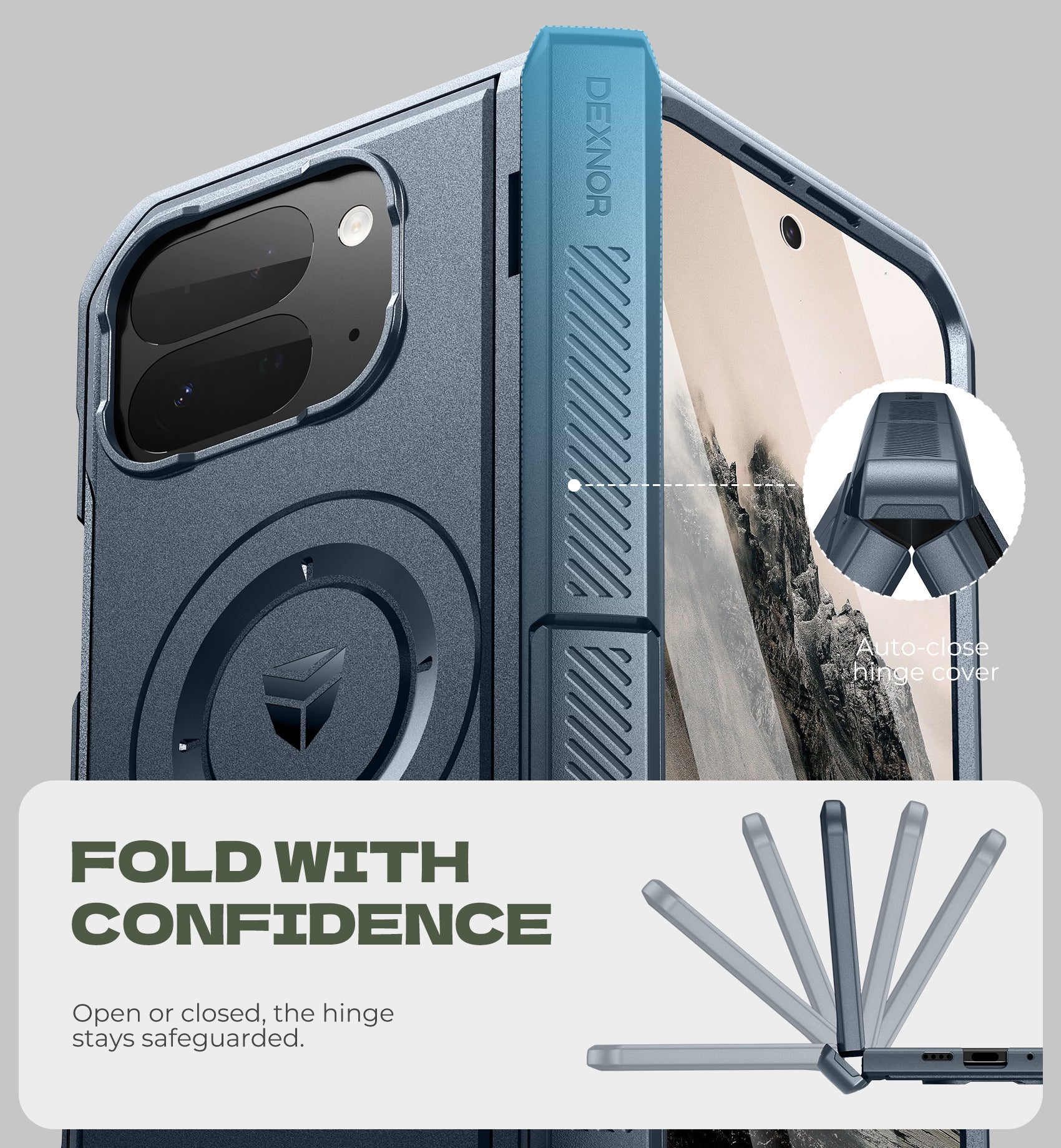 Dexnor Case for Google Pixel 10 Pro Fold with Dual Kickstands Front Screen Protector Hinge Protection Full Body Rugged Protective Cover Bumper