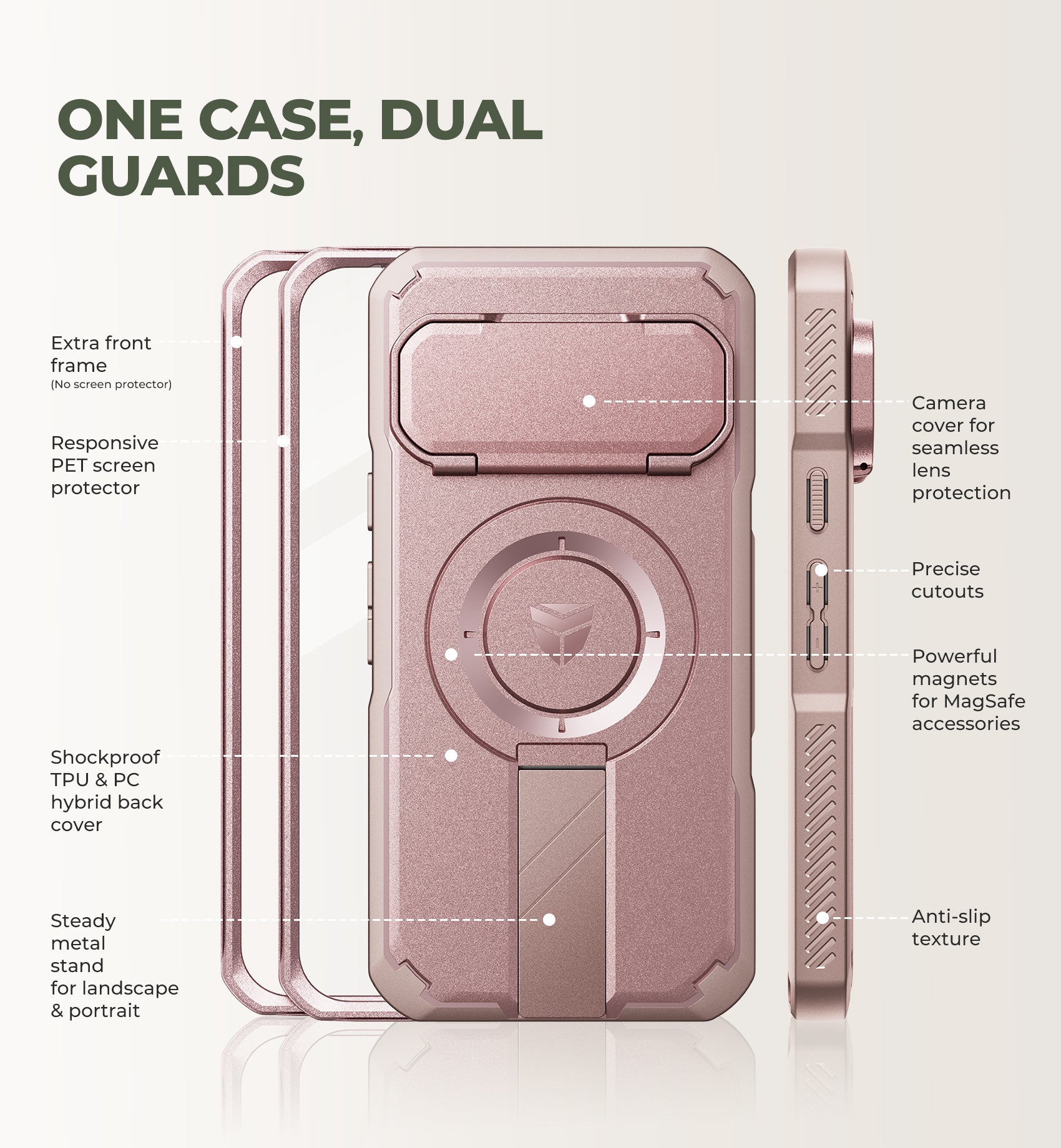 Dexnor Case for Google Pixel 10 with Flip Camera Cover 2 Front Frames Built-in Screen Protector Kickstand Full-Body Shockproof Protective Cover Rugged Bumper Cases 2026