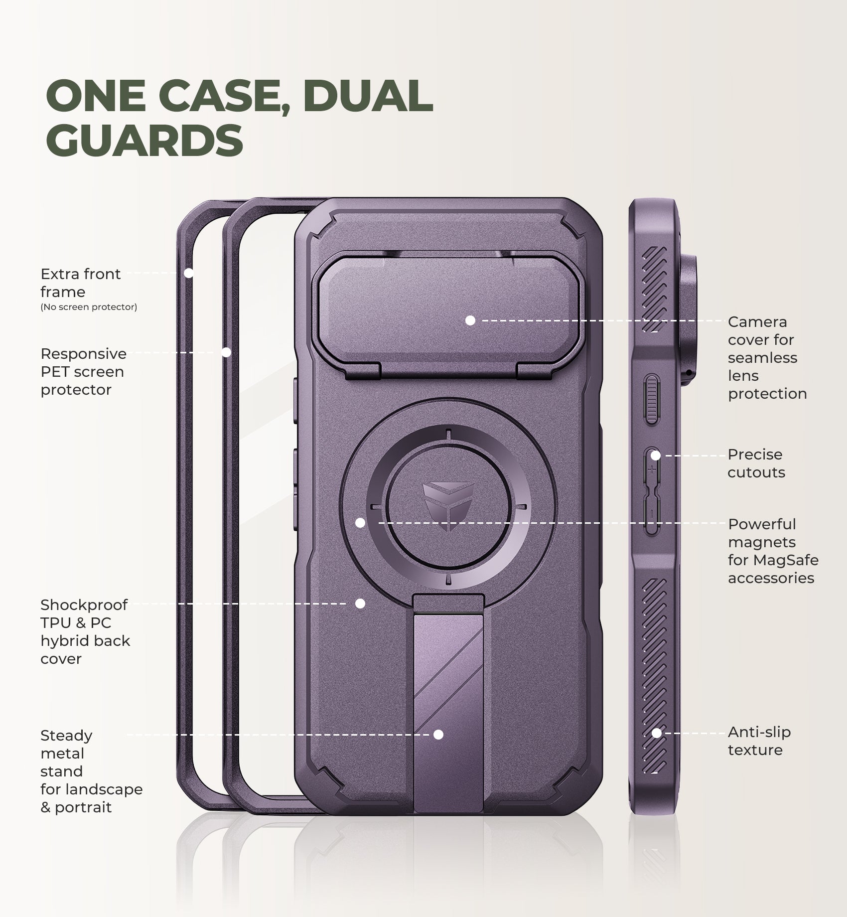 Dexnor Case for Google Pixel 10 Pro with Flip Camera Cover 2 Front Frames Built-in Screen Protector Kickstand Full-Body Shockproof Protective Cover Rugged Bumper Cases 2026