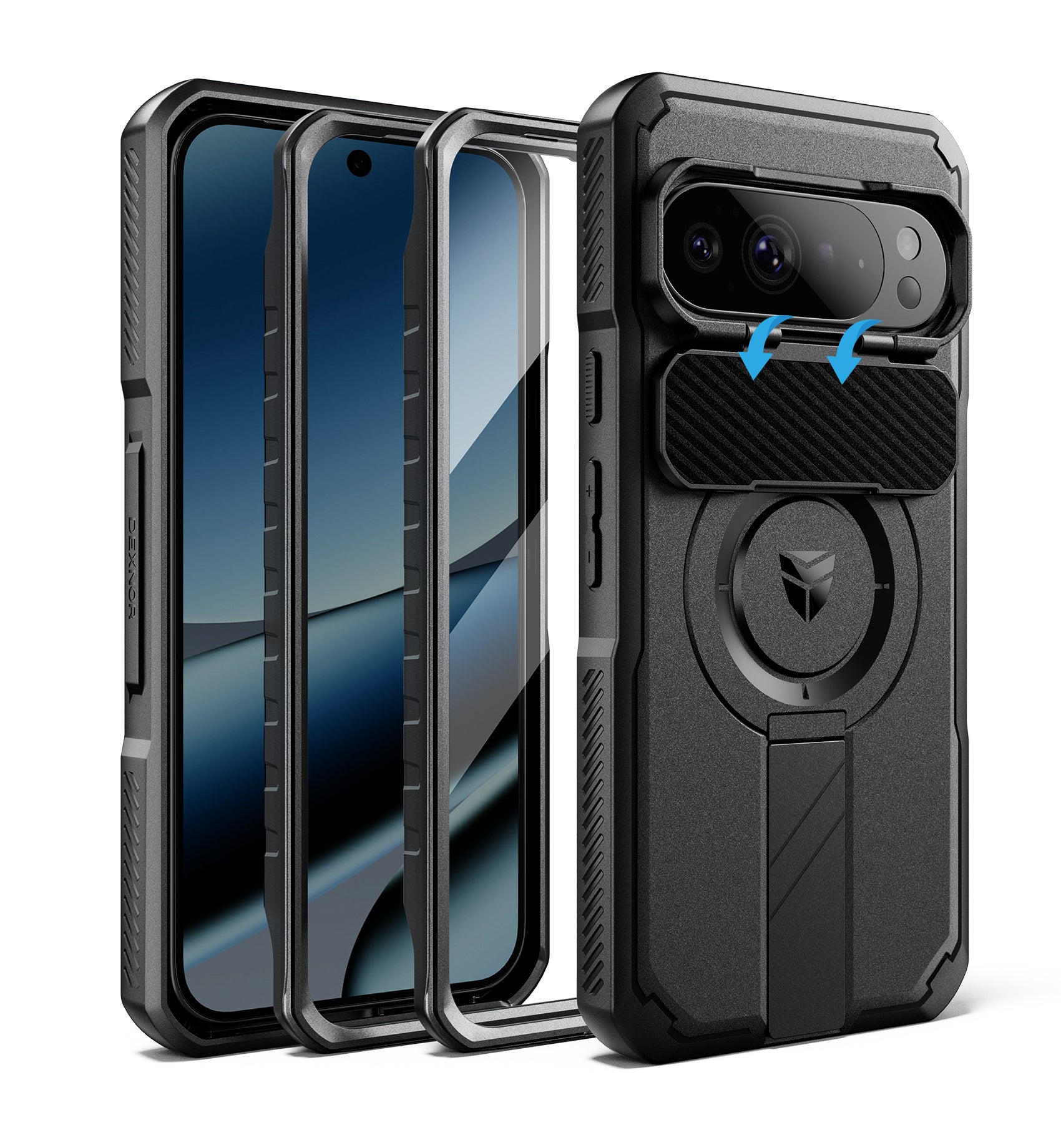 Dexnor for Google Pixel 10 Pro XL Case with Camera Cover Kickstand  Screen Protector 2 Front Frames Compatible with MagSafe Rugged Shockproof Bumper Cases Magnetic Cover 2026