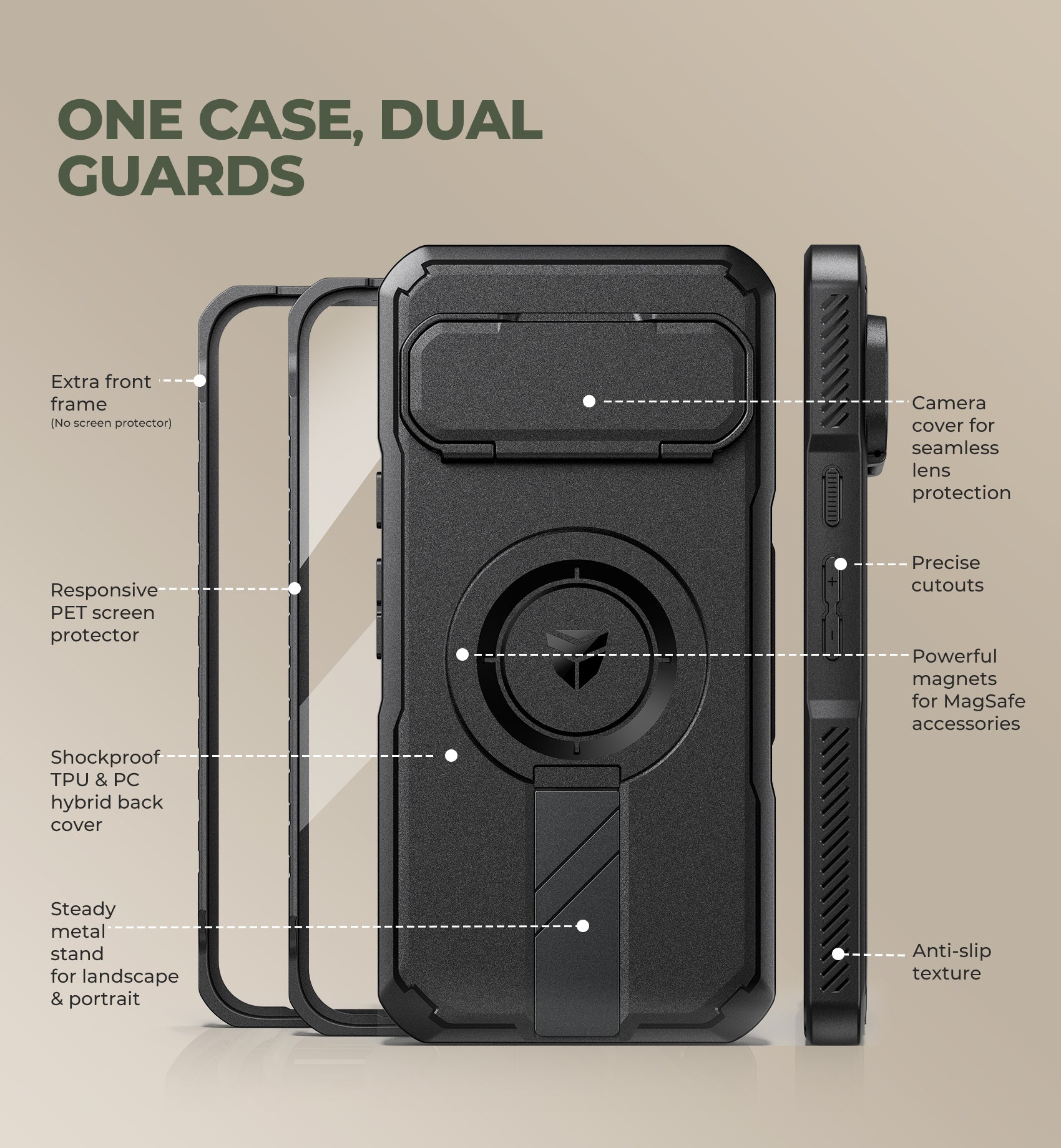 Dexnor for Google Pixel 10 Pro XL Case with Camera Cover Kickstand  Screen Protector 2 Front Frames Compatible with MagSafe Rugged Shockproof Bumper Cases Magnetic Cover 2026