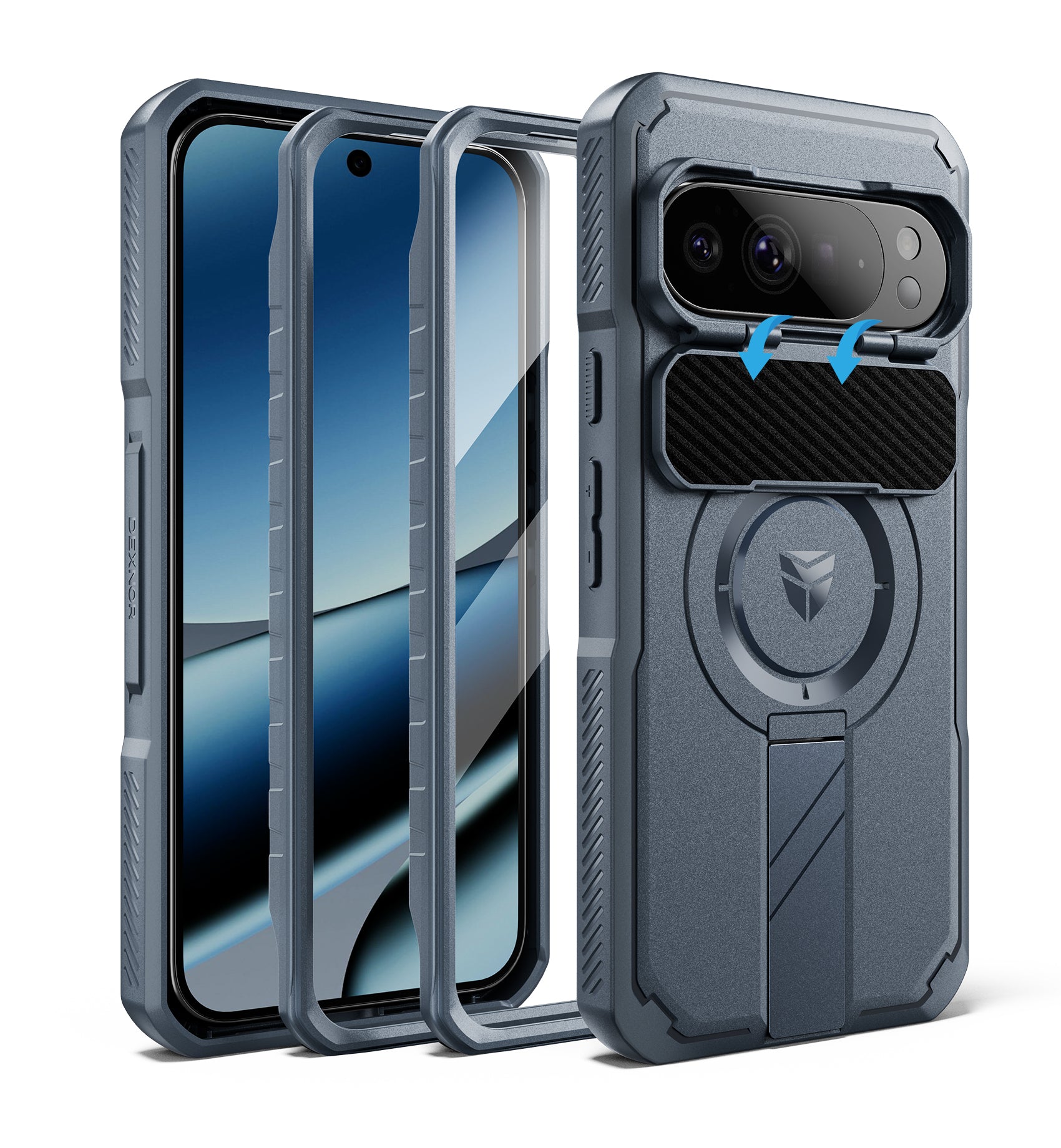 Dexnor for Google Pixel 10 Pro XL Case with Camera Cover Kickstand  Screen Protector 2 Front Frames Compatible with MagSafe Rugged Shockproof Bumper Cases Magnetic Cover 2026